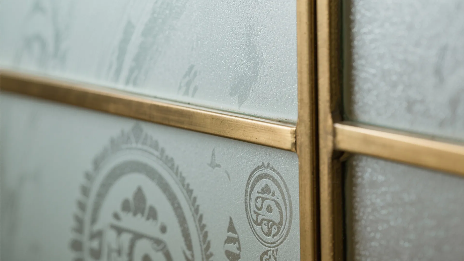2) Frosted glass with brass trims