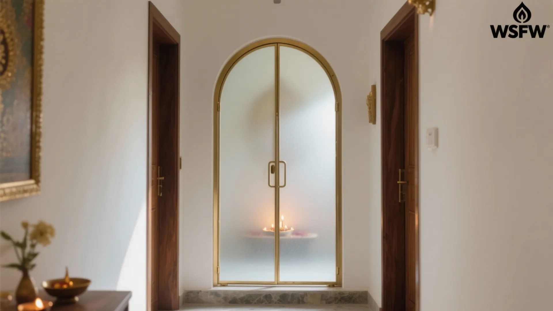 Frosted Glass with Brass Inlay