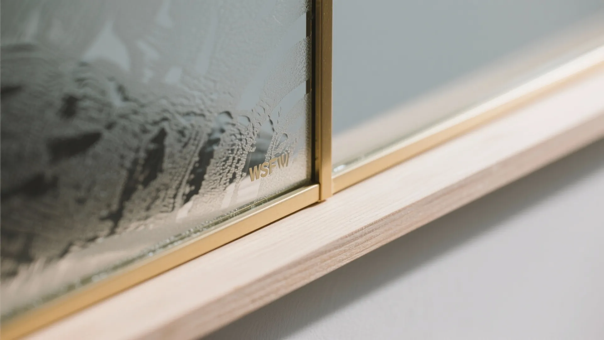 Frosted glass panels with brass trims