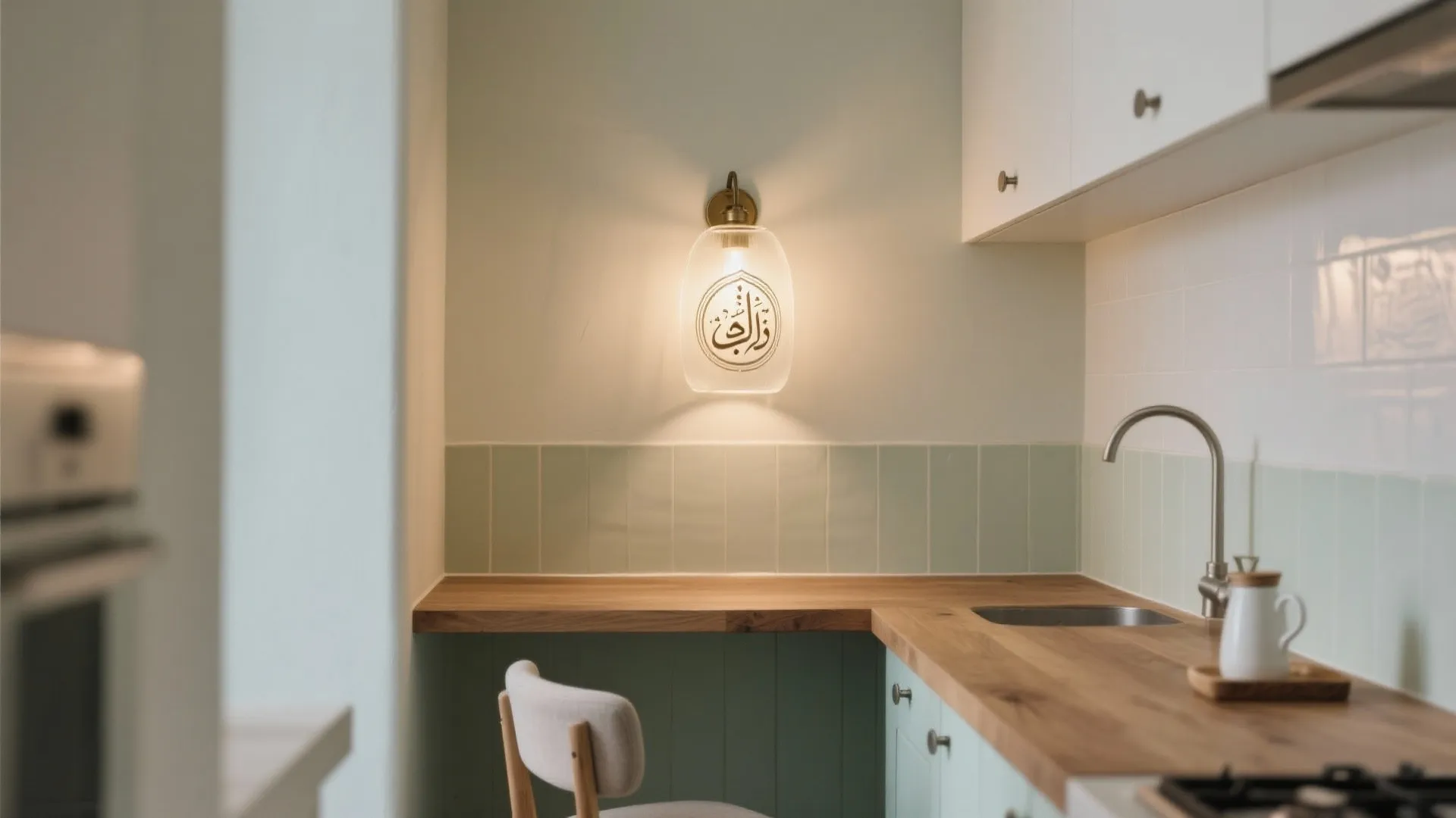 Frosted Glass with Arabic Calligraphy Accent