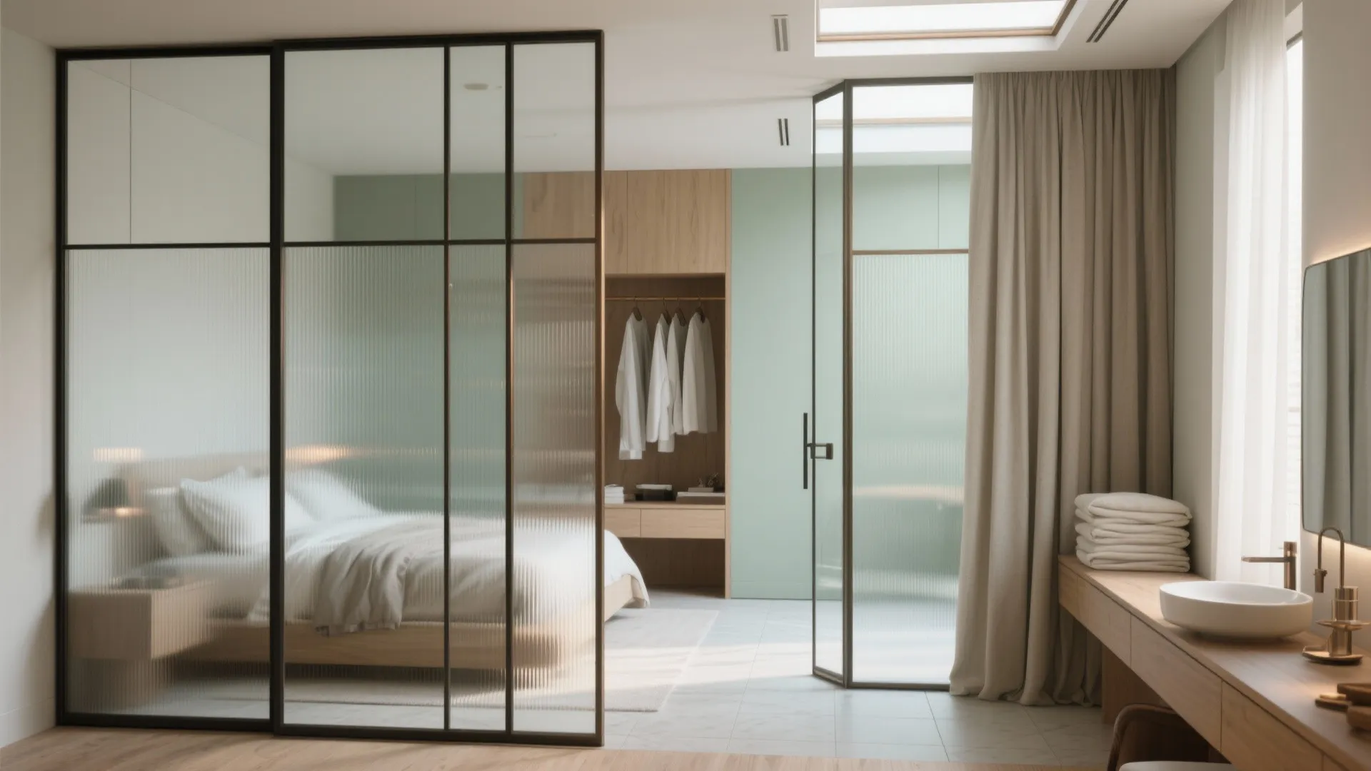 Frosted Glass Dividers for Light and Privacy