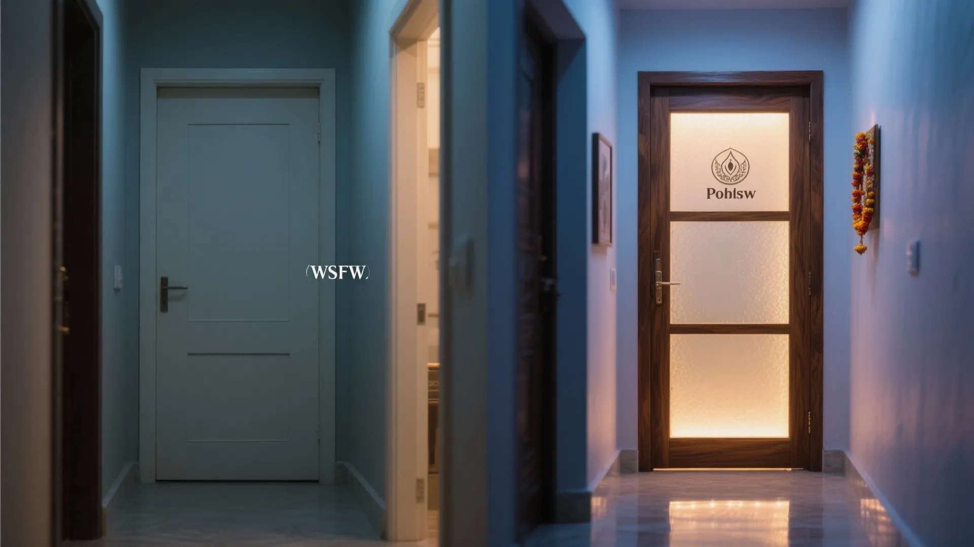 Frosted Glass with Wood Stiles