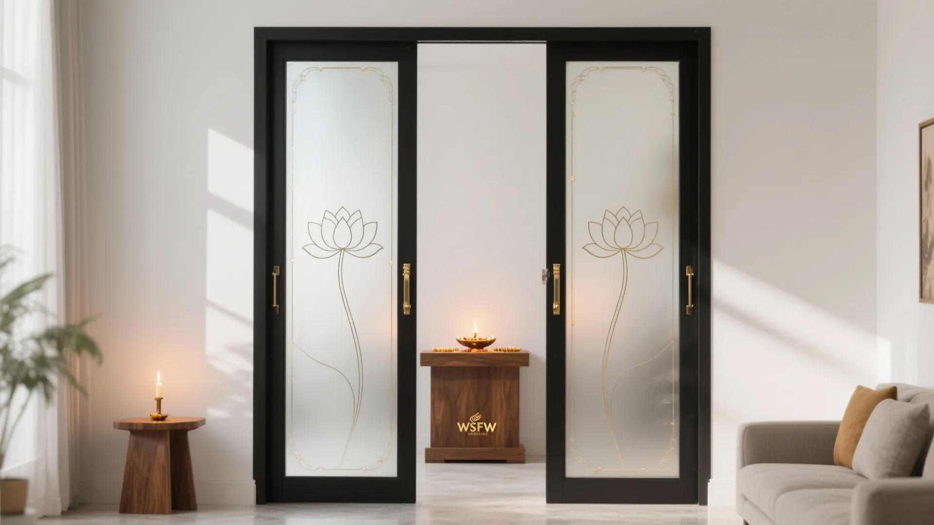 Frosted + Etched Serenity Doors
