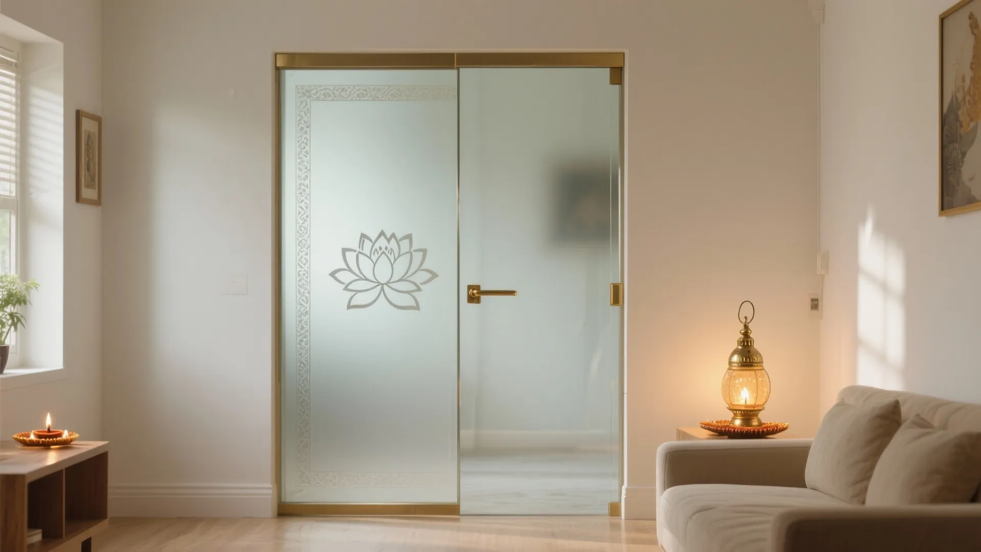 Frosted and Etched Glass With Sacred Motifs