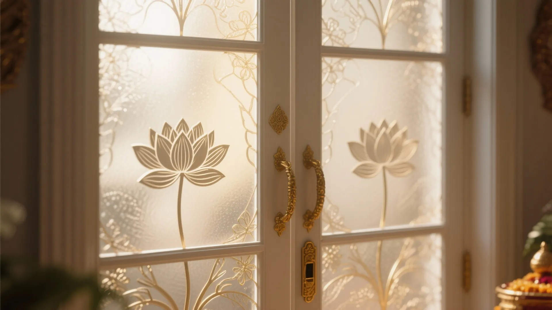 Elegant Frosted Glass with Etched Patterns