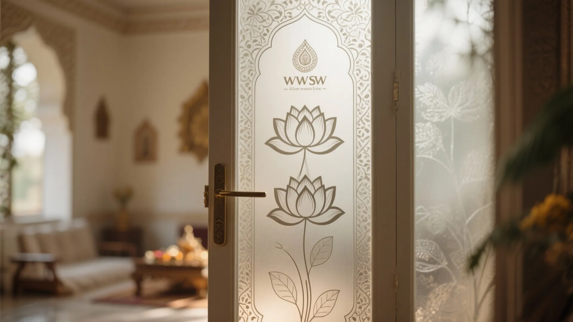 Frosted Glass with Etched Motifs