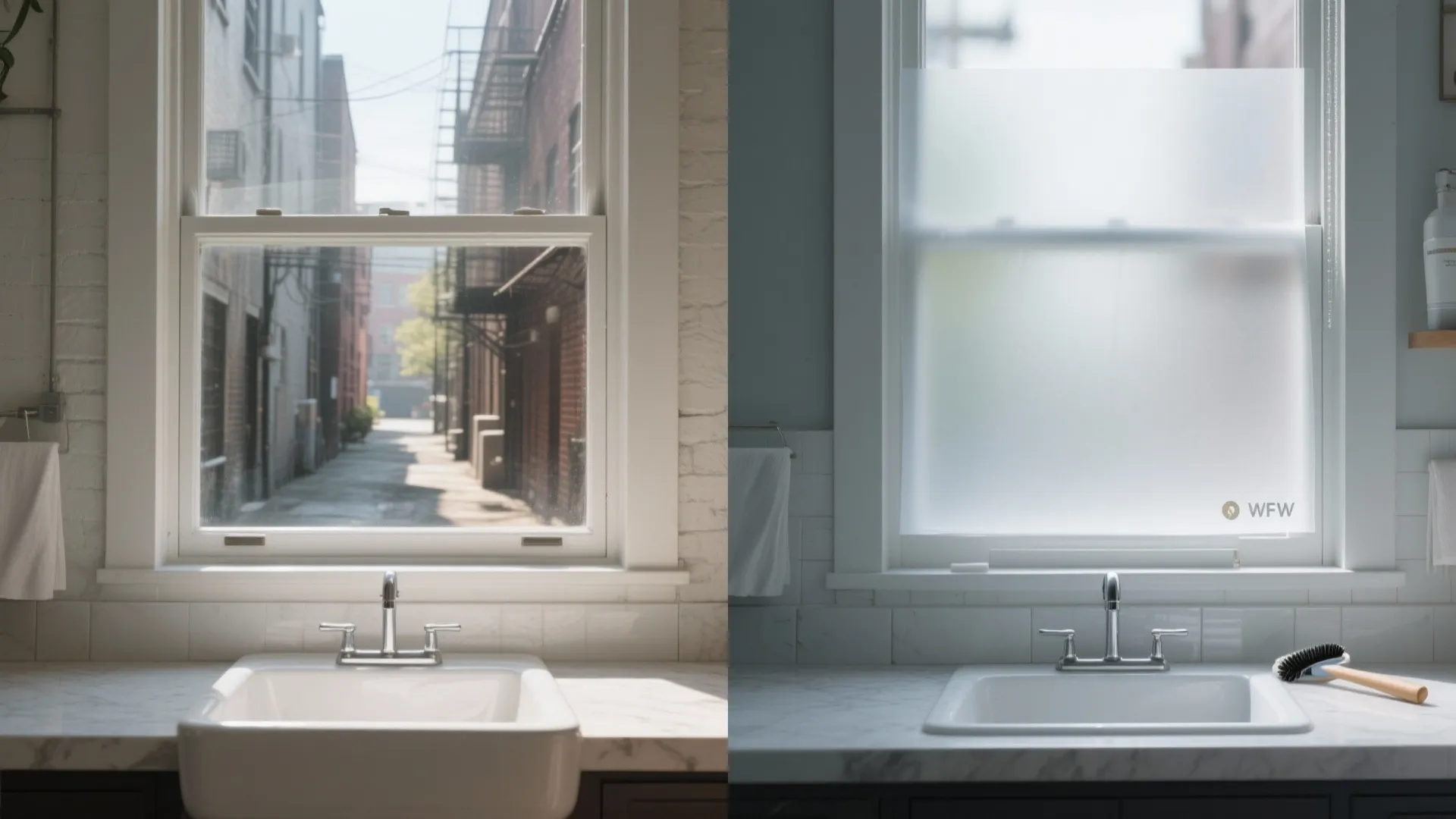 4. Frosted film or privacy vinyl — budget-friendly and modern