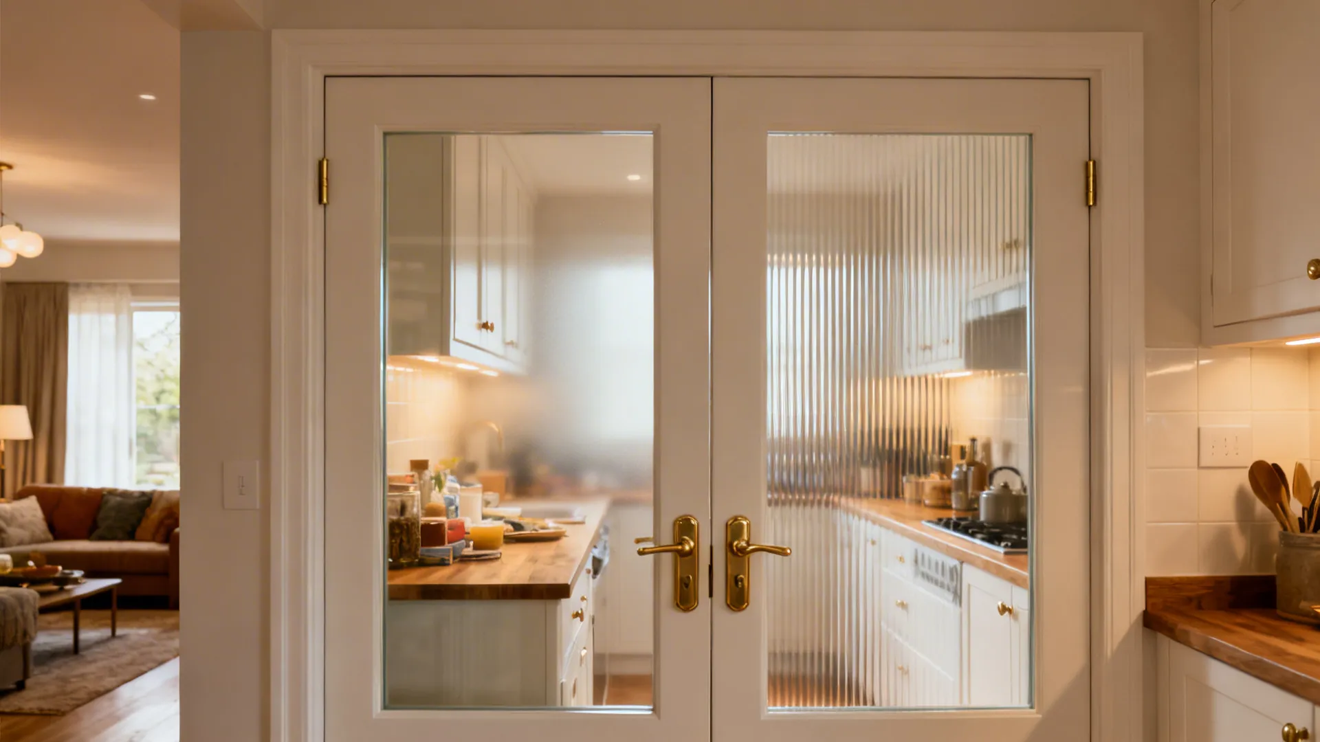 Partially Frosted or Fluted Glass for Soft Privacy