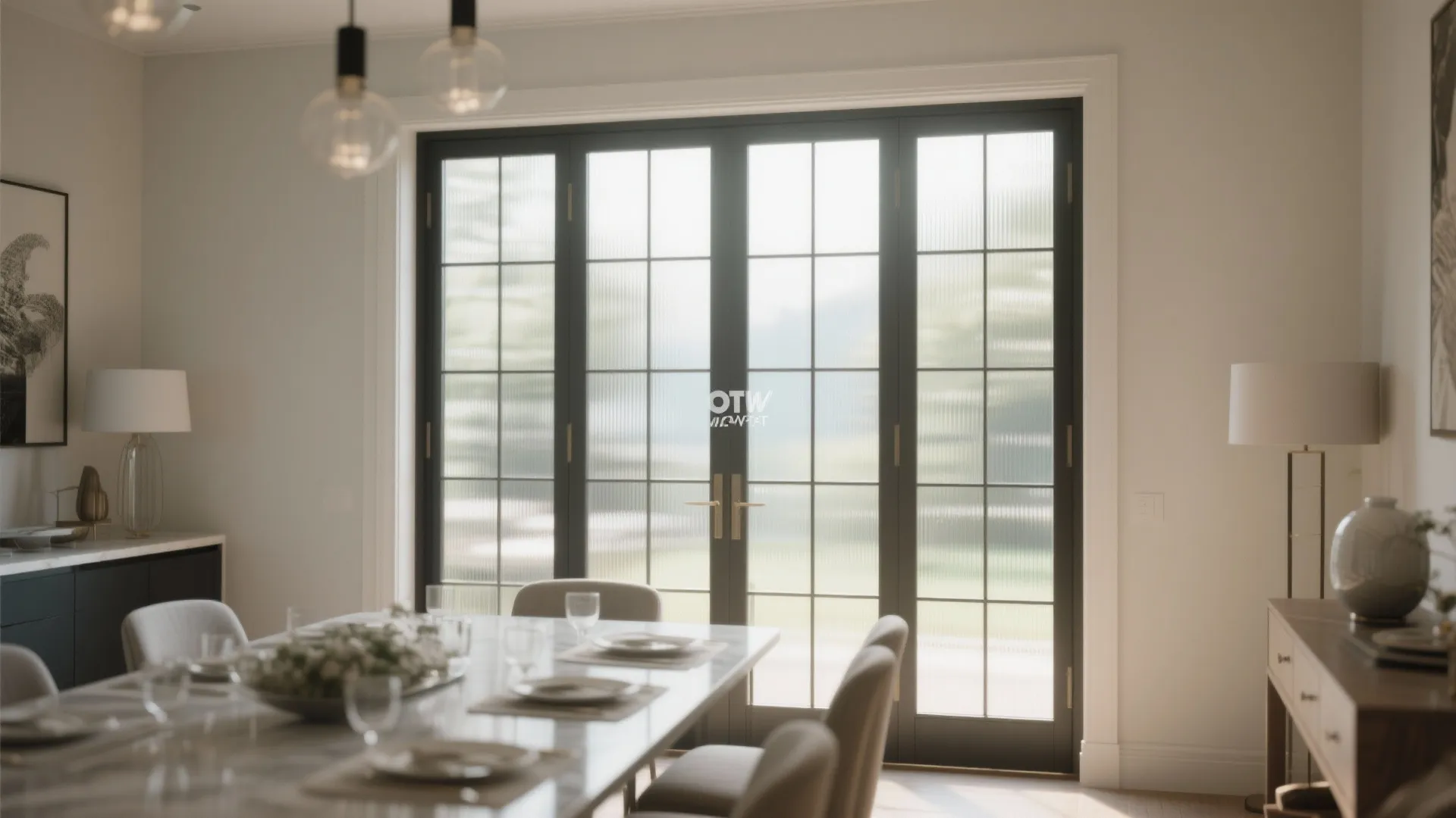 2. Frosted Glass French Doors