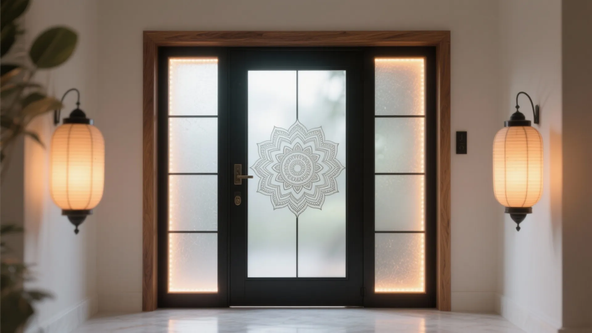 Etched or Frosted Glass with Sacred Motifs