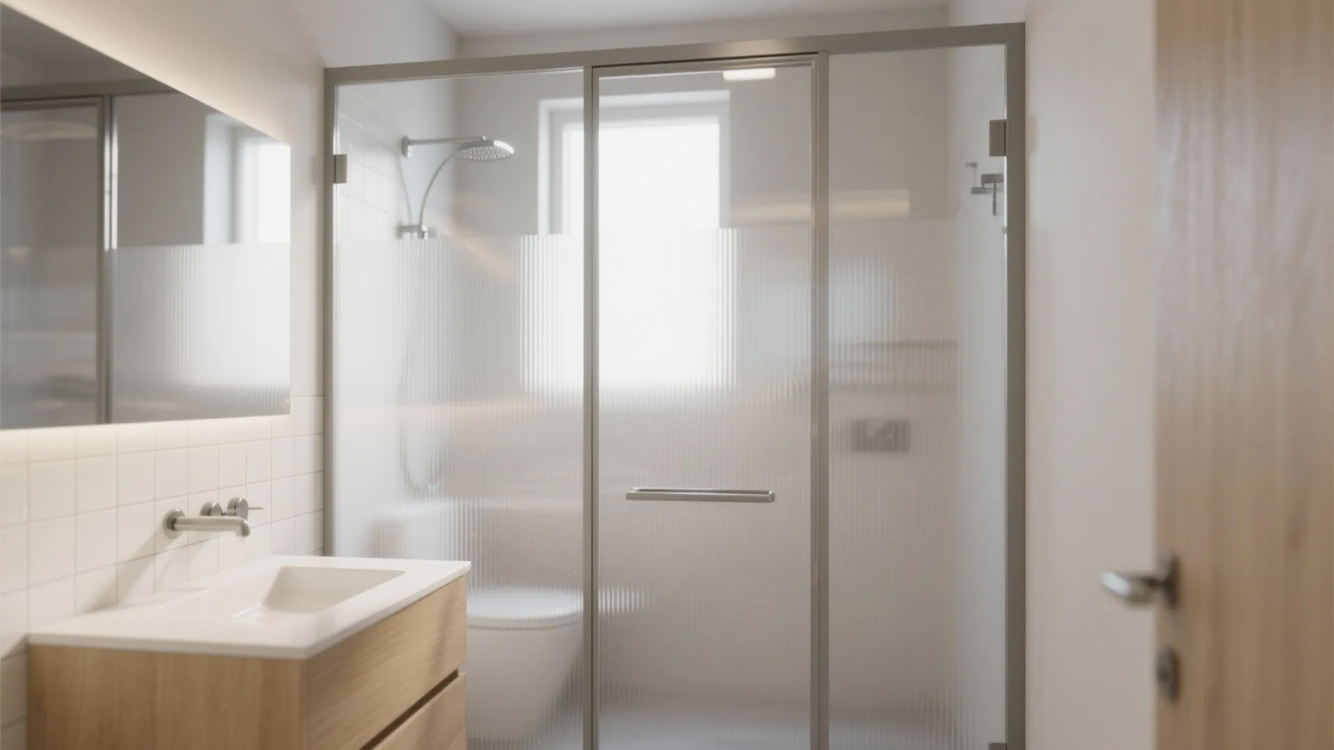 5. Frosted Glass or Translucent Doors: Light Without the Swing