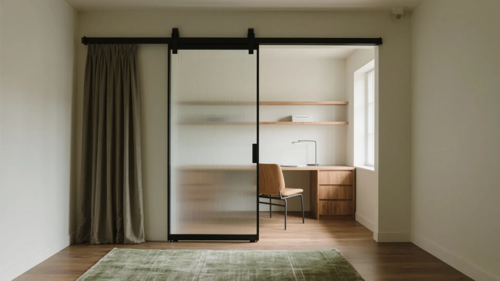 Frosted Glass Partition or Pocket Door to Borrow Light