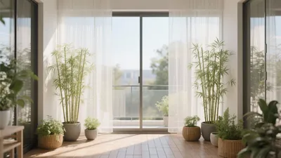 Serene Indoor Balcony with Natural Light and Greenery
