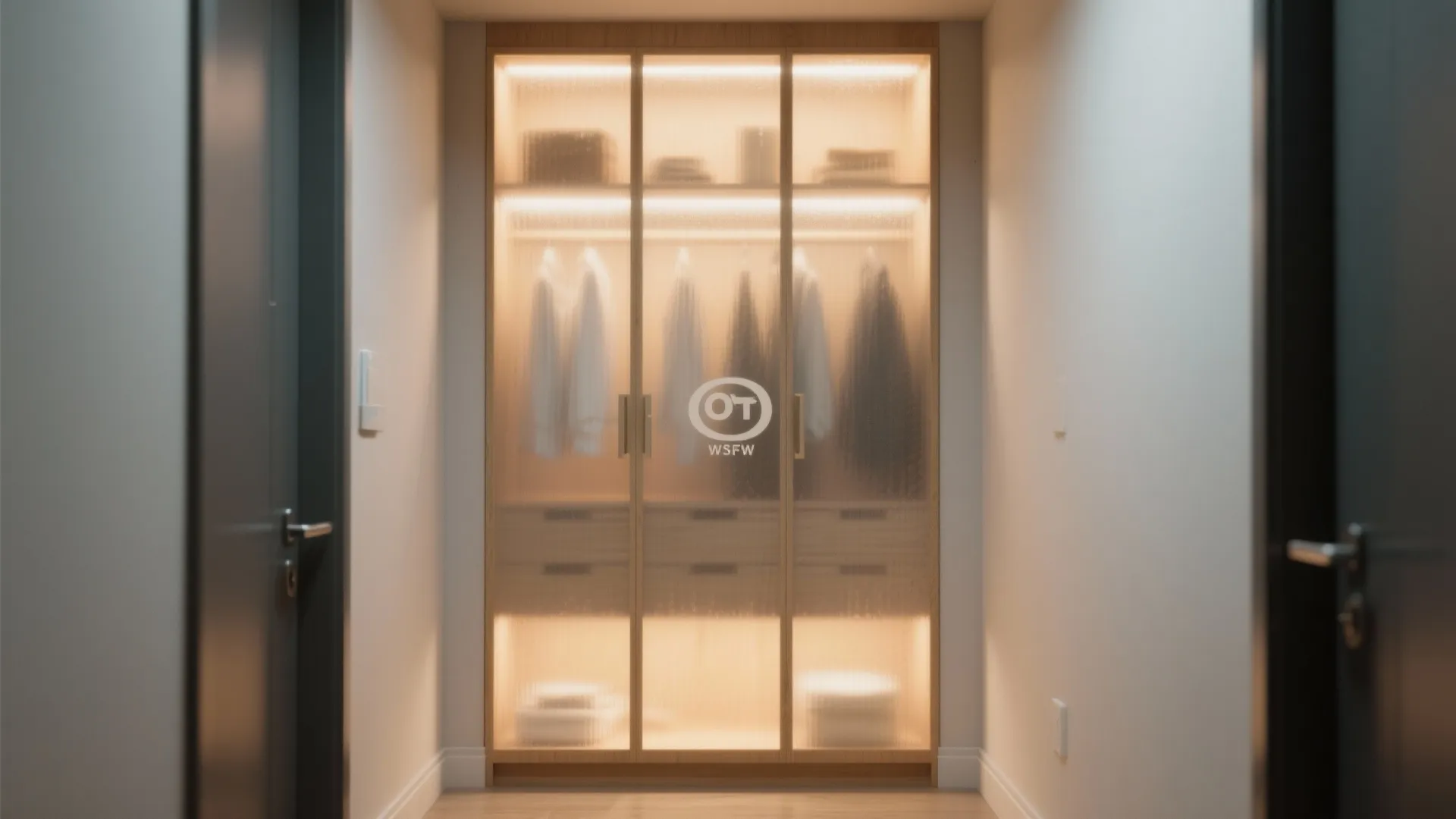 Frosted Glass Cupboard for Concealed Clutter