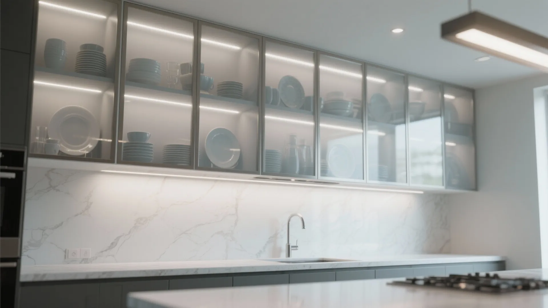 4. Glass-Front Doors with Frosting or Backing