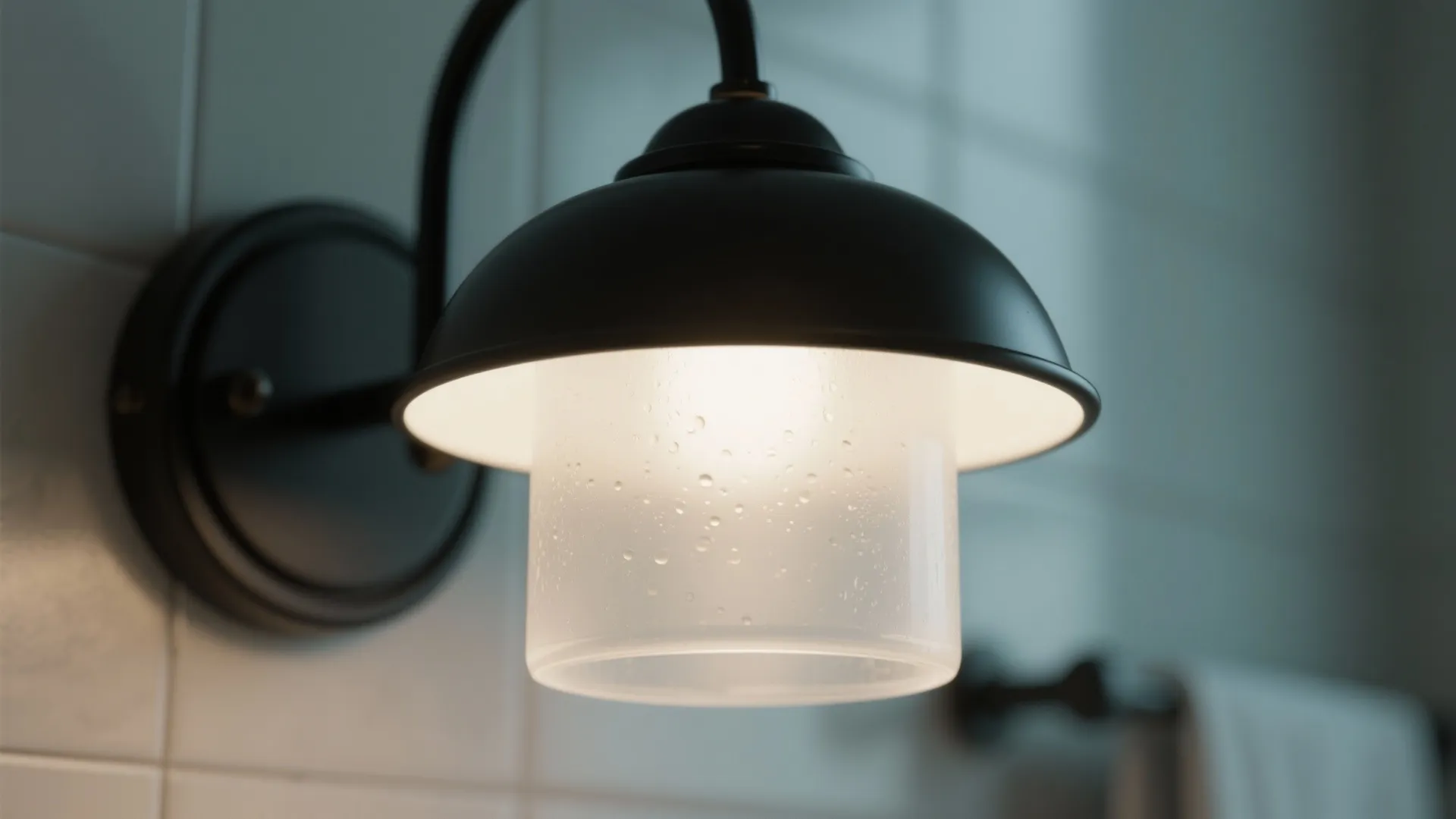 4. Matte black fixtures with frosted glass for soft diffusion