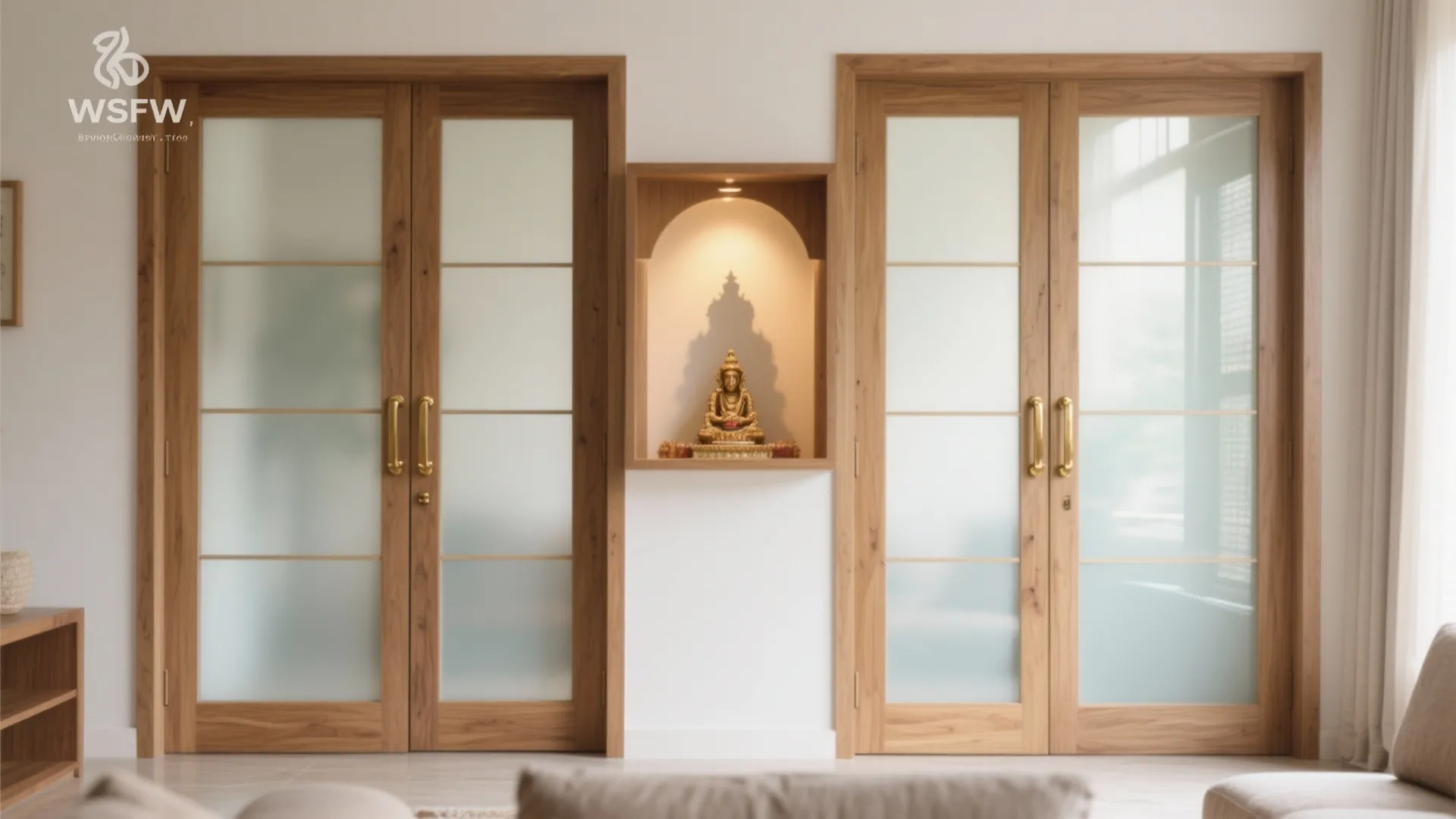 2) Plywood Frame with Frosted Glass Inserts