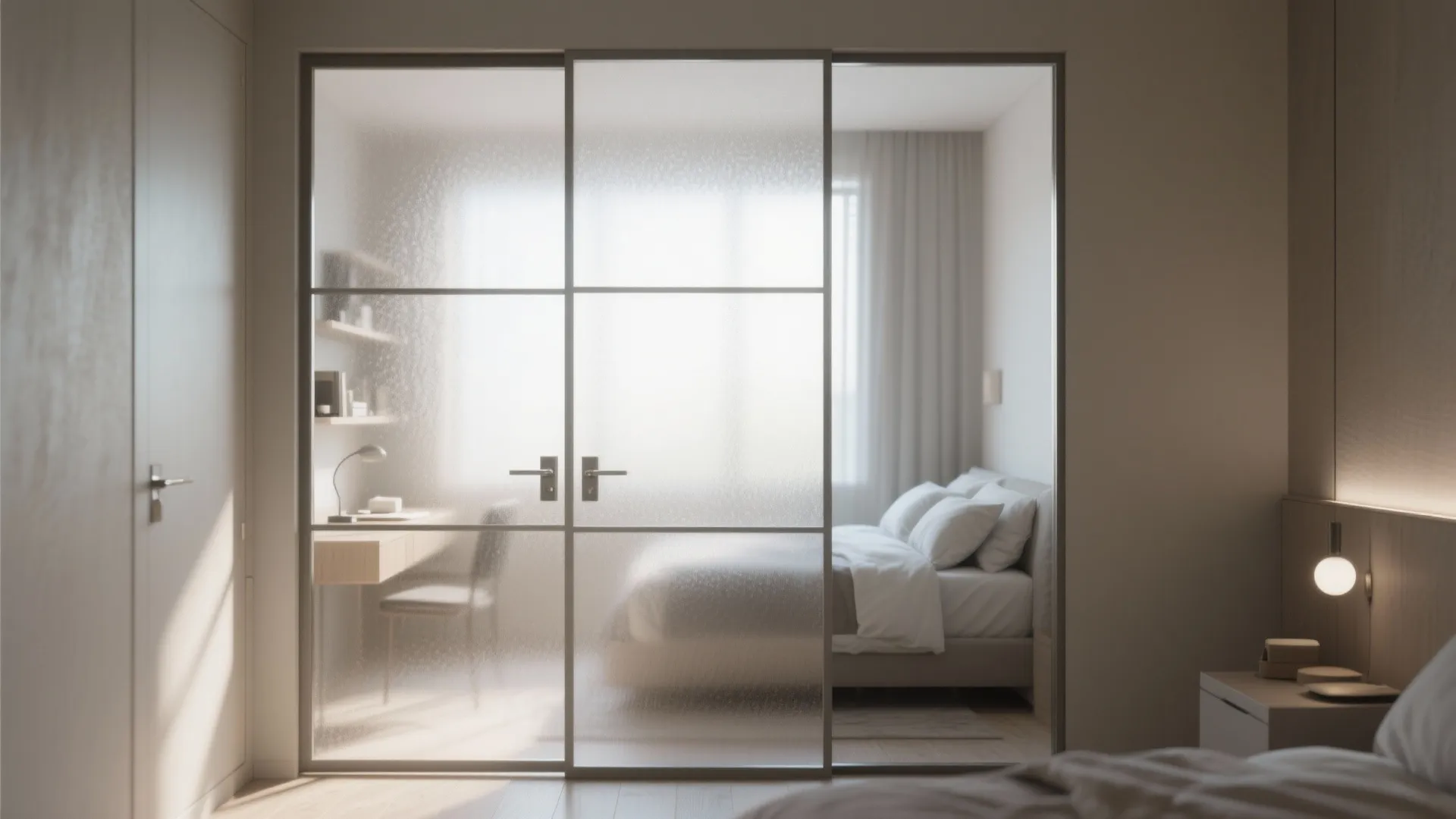 4. Glass-paneled frosted door