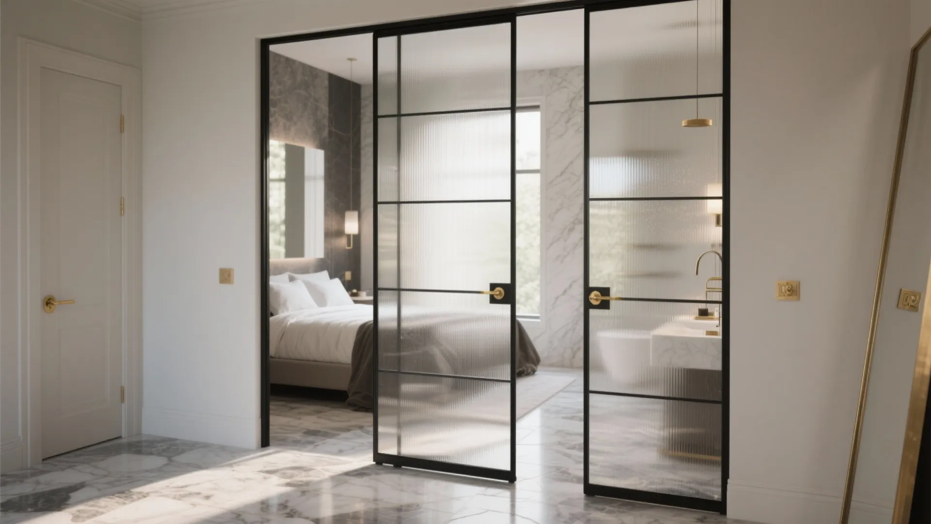 4. Frosted Glass Door to Share Light