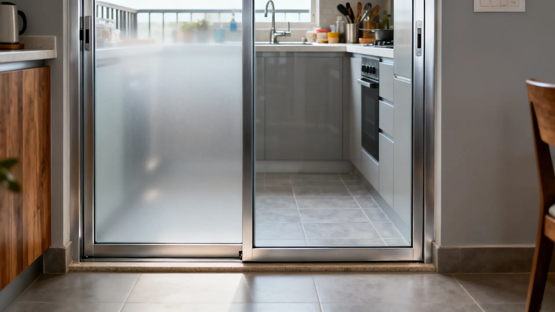 Frosted Glass and Aluminum Frame Gate