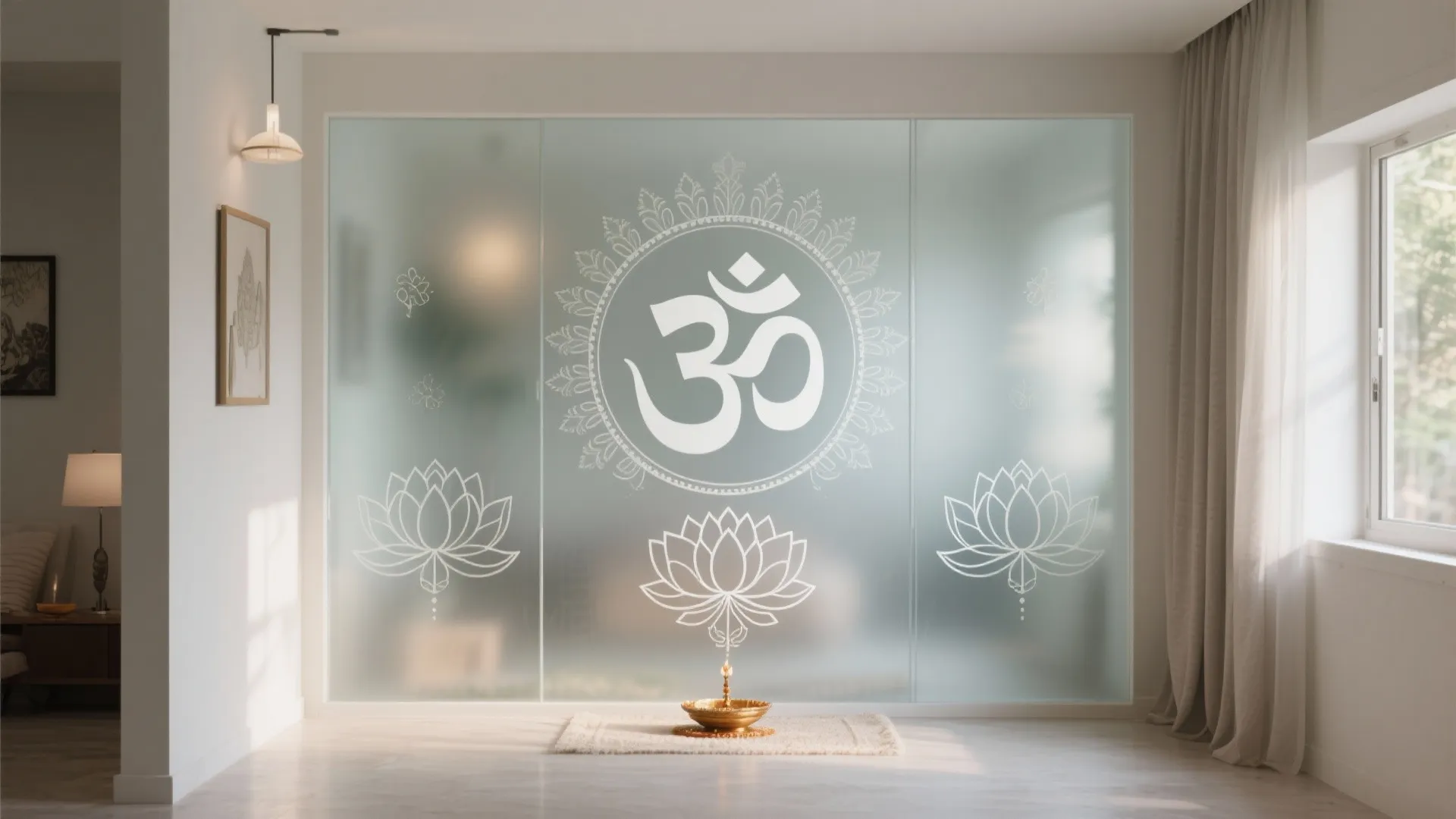 Glass Panel with Etched Motifs