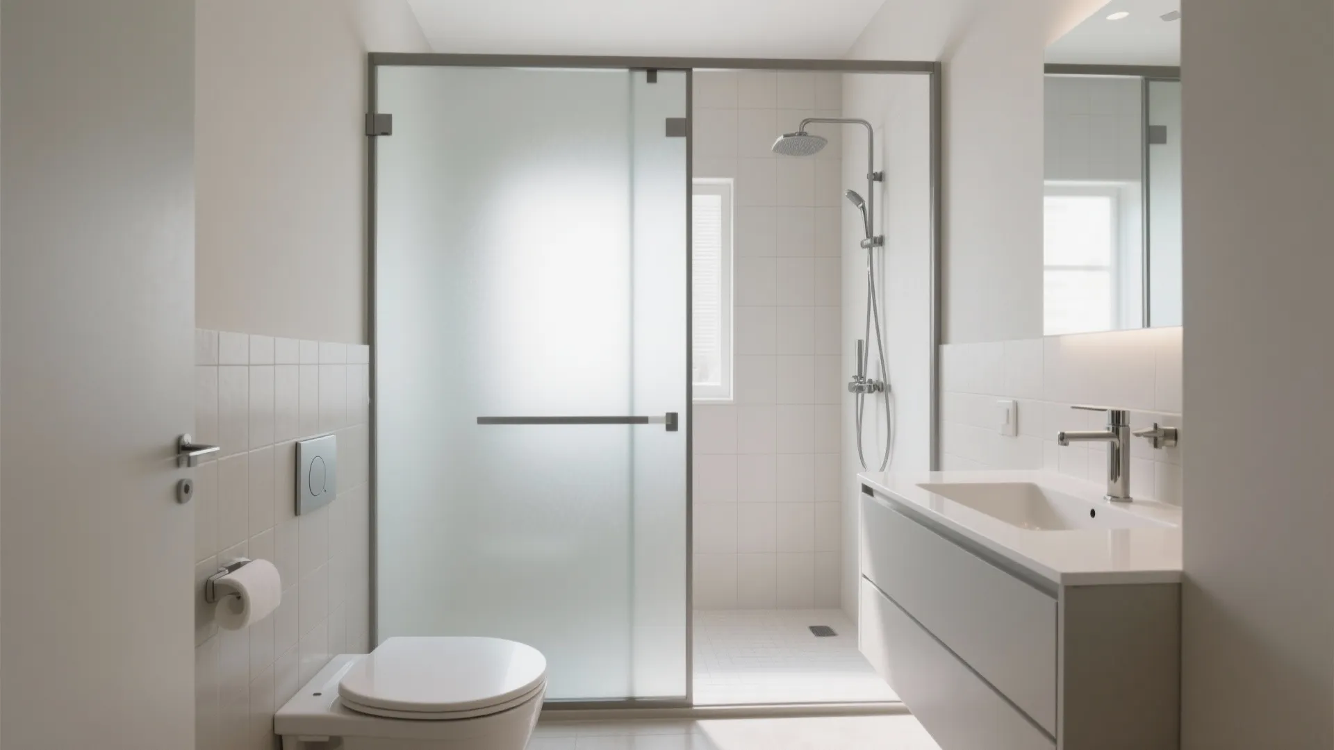 1) Minimalist partition with frosted glass