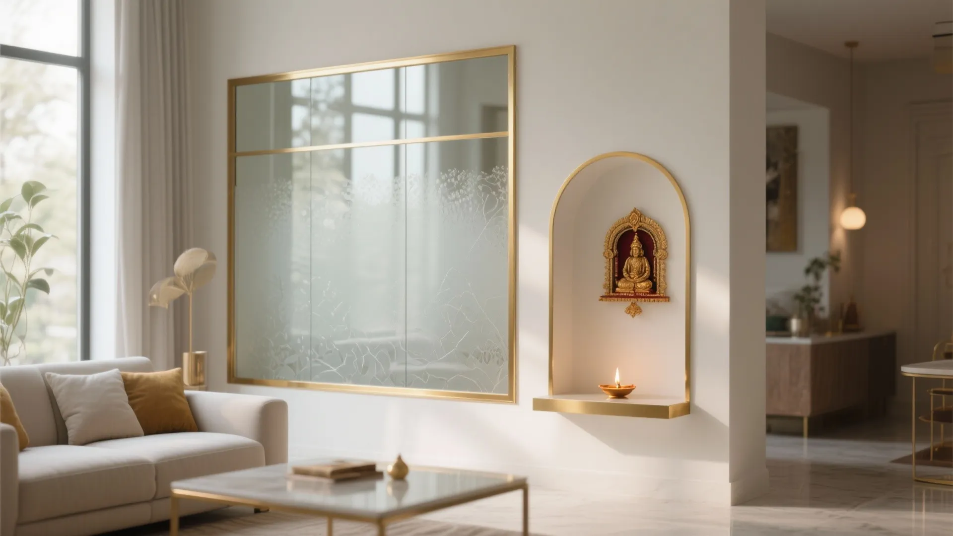 2) Frosted glass with brass trims