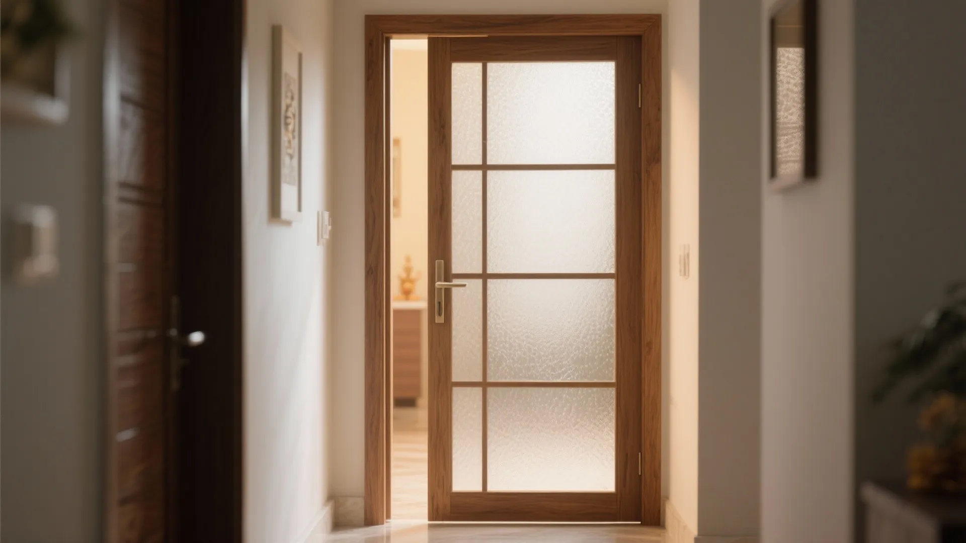 Frosted Glass with Wooden Frames