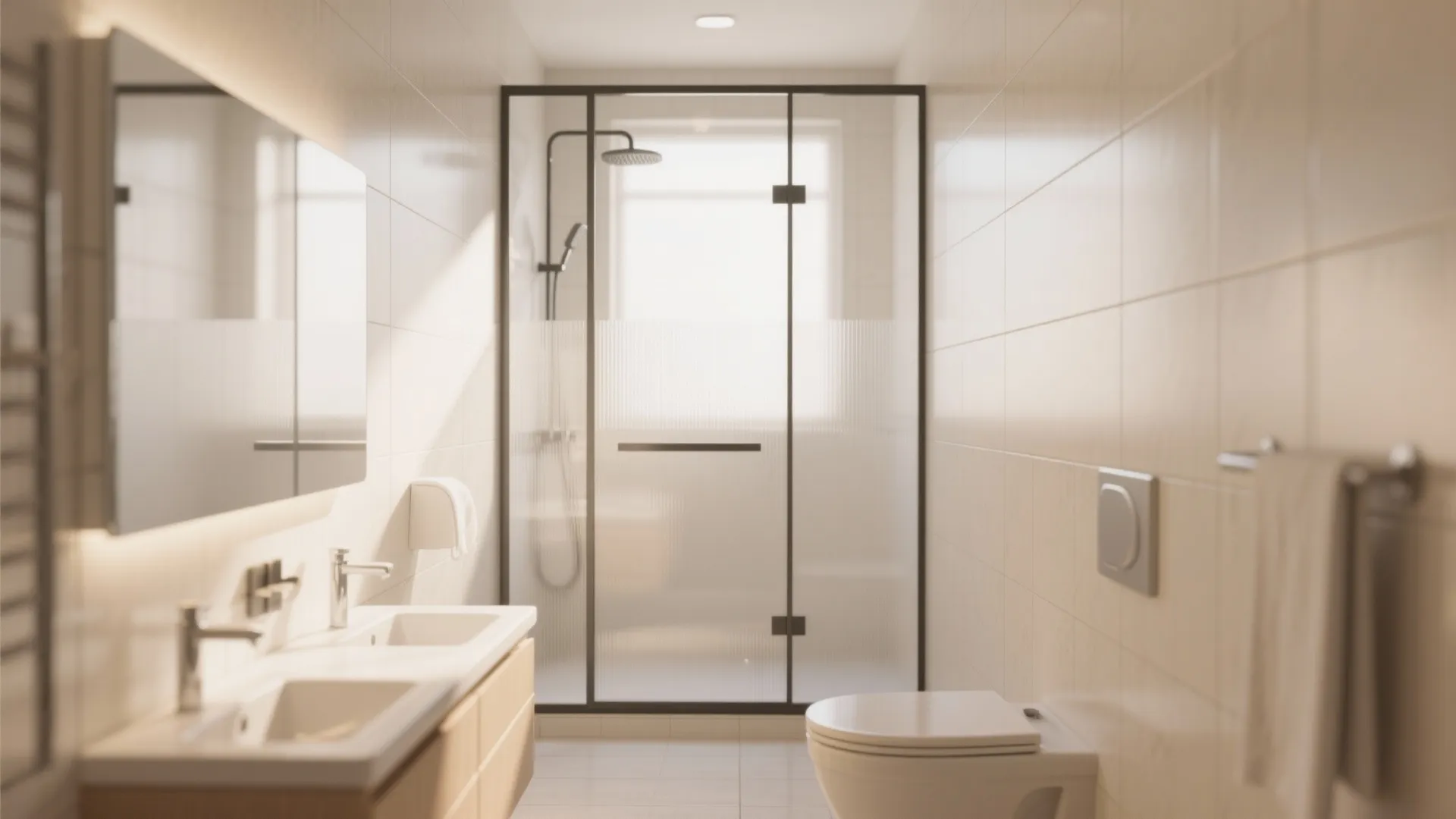 2. Frosted Glass Shower Partitions