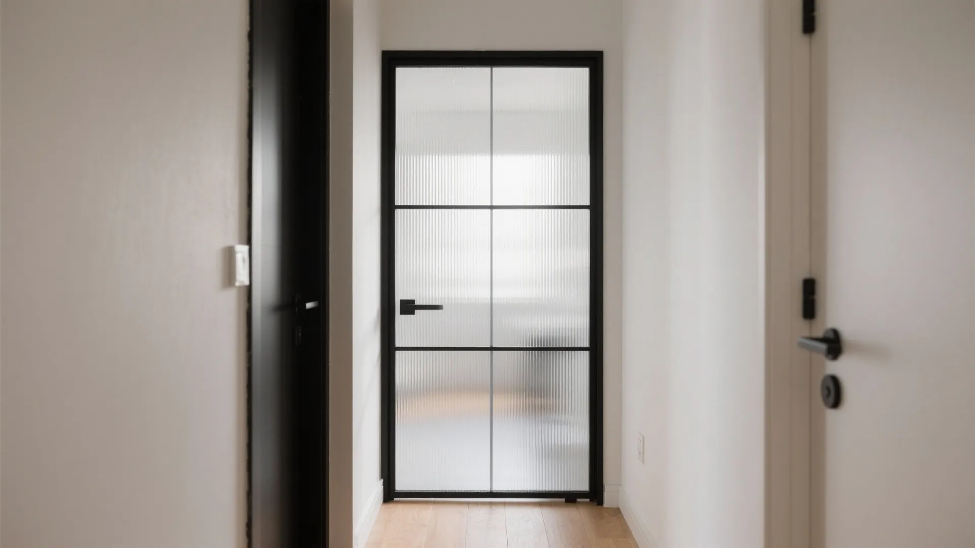Frosted Glass with Matte Black Stiles