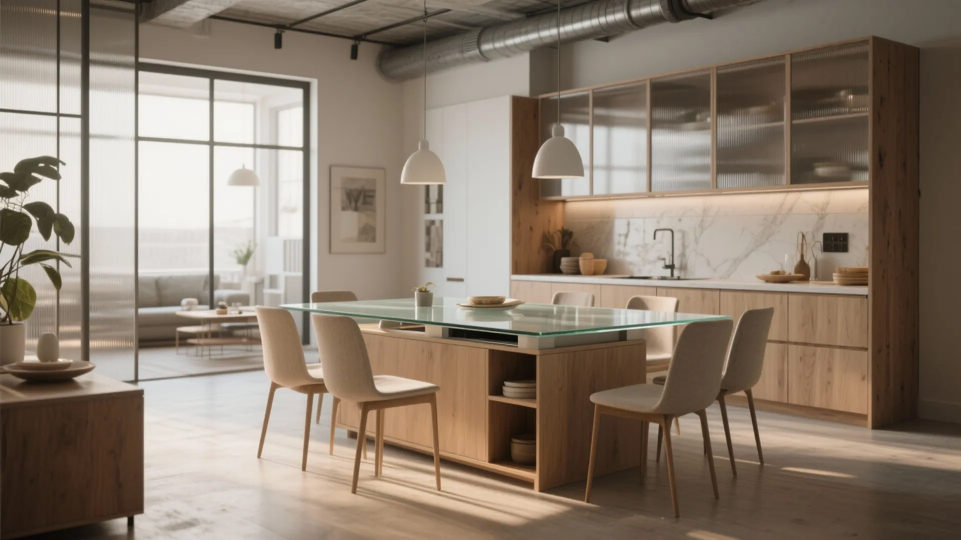 Frosted glass with hidden storage base