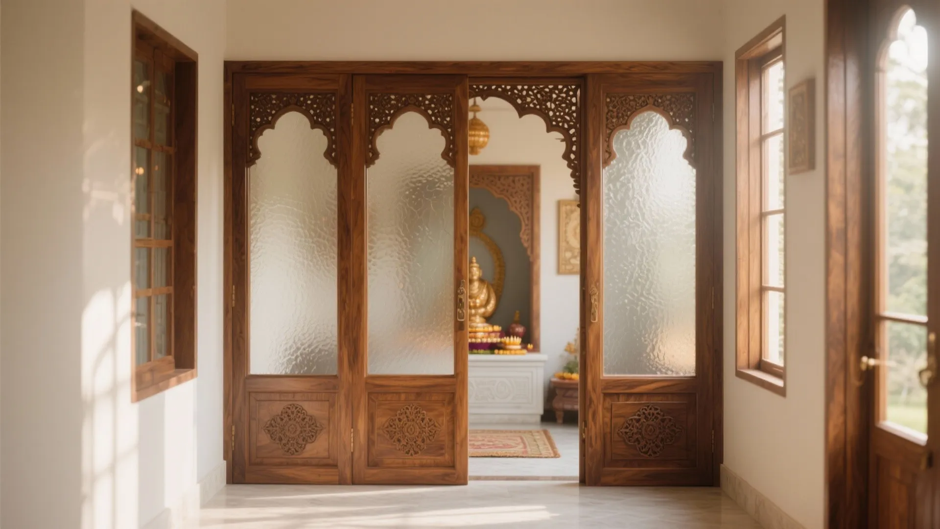 Frosted Glass with Wooden Frame