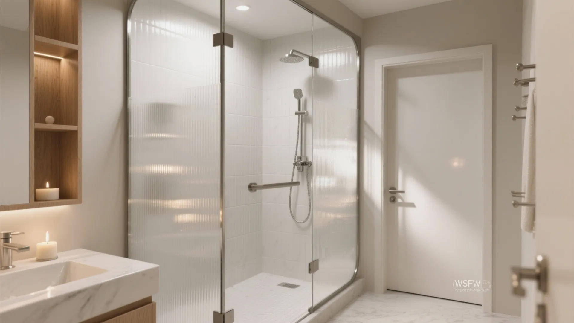 Frosted glass and reflective tile for openness