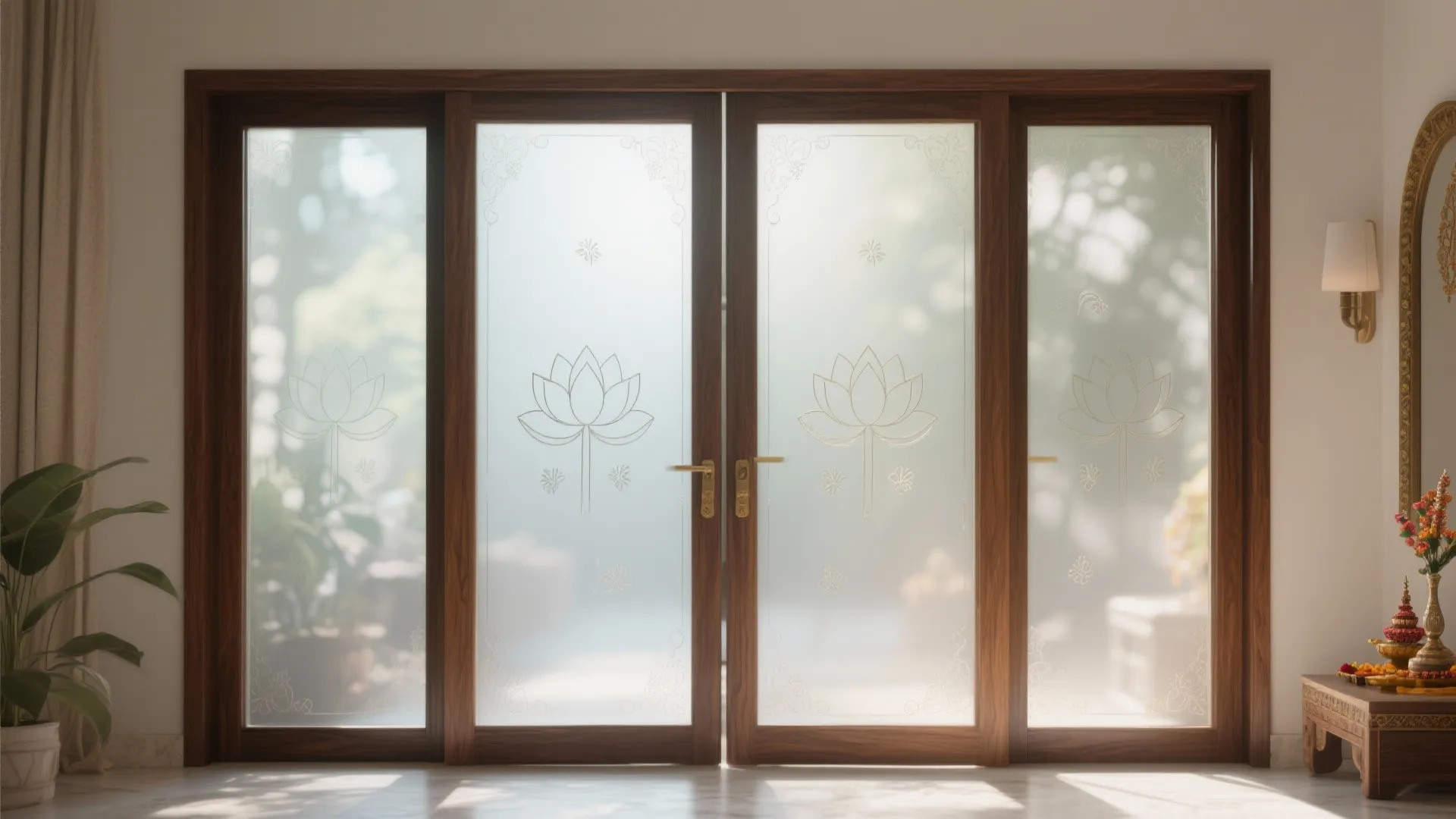Frosted Glass with Wooden Frame
