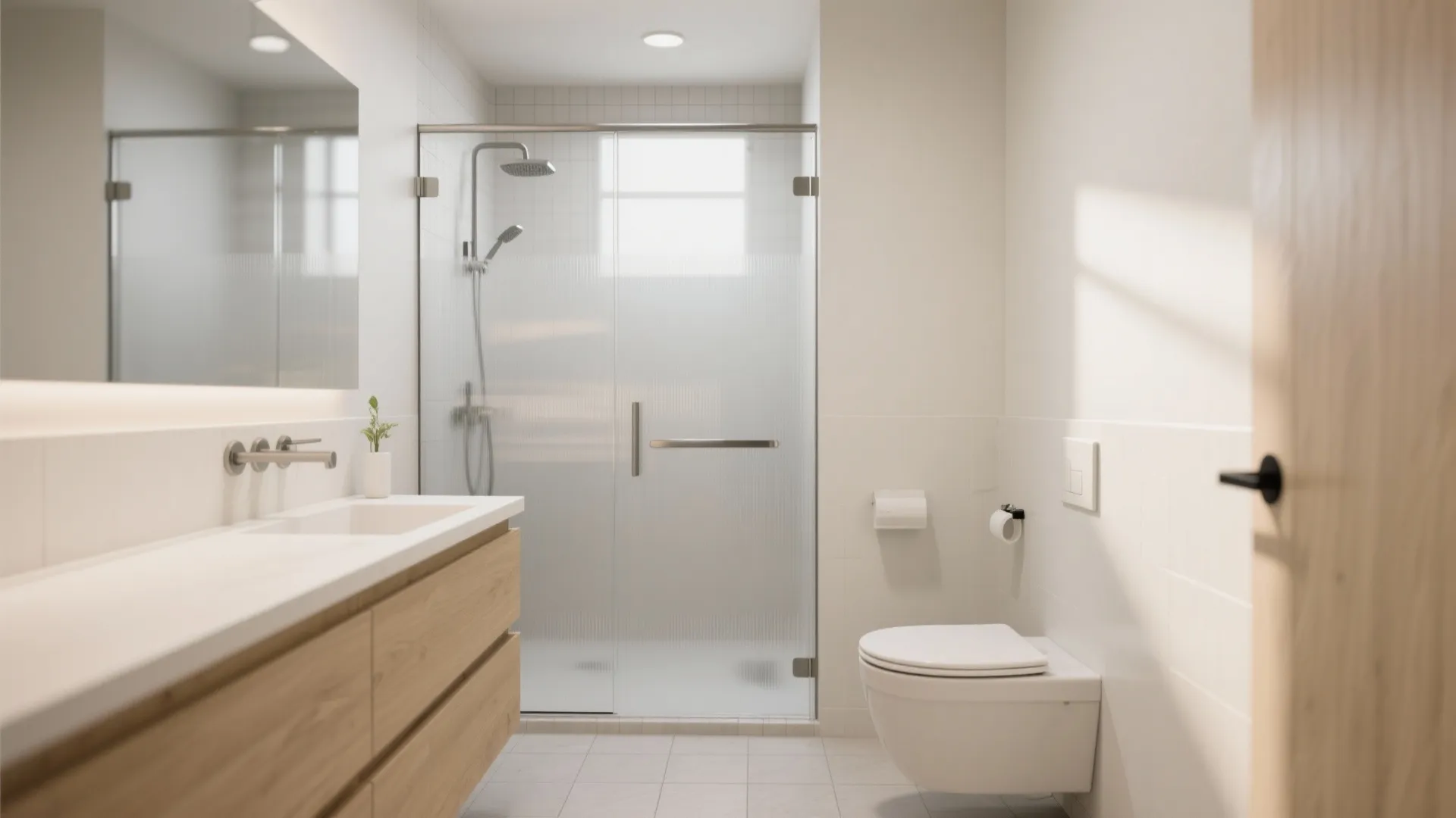 Frosted Glass Half-Wall for Privacy and Light