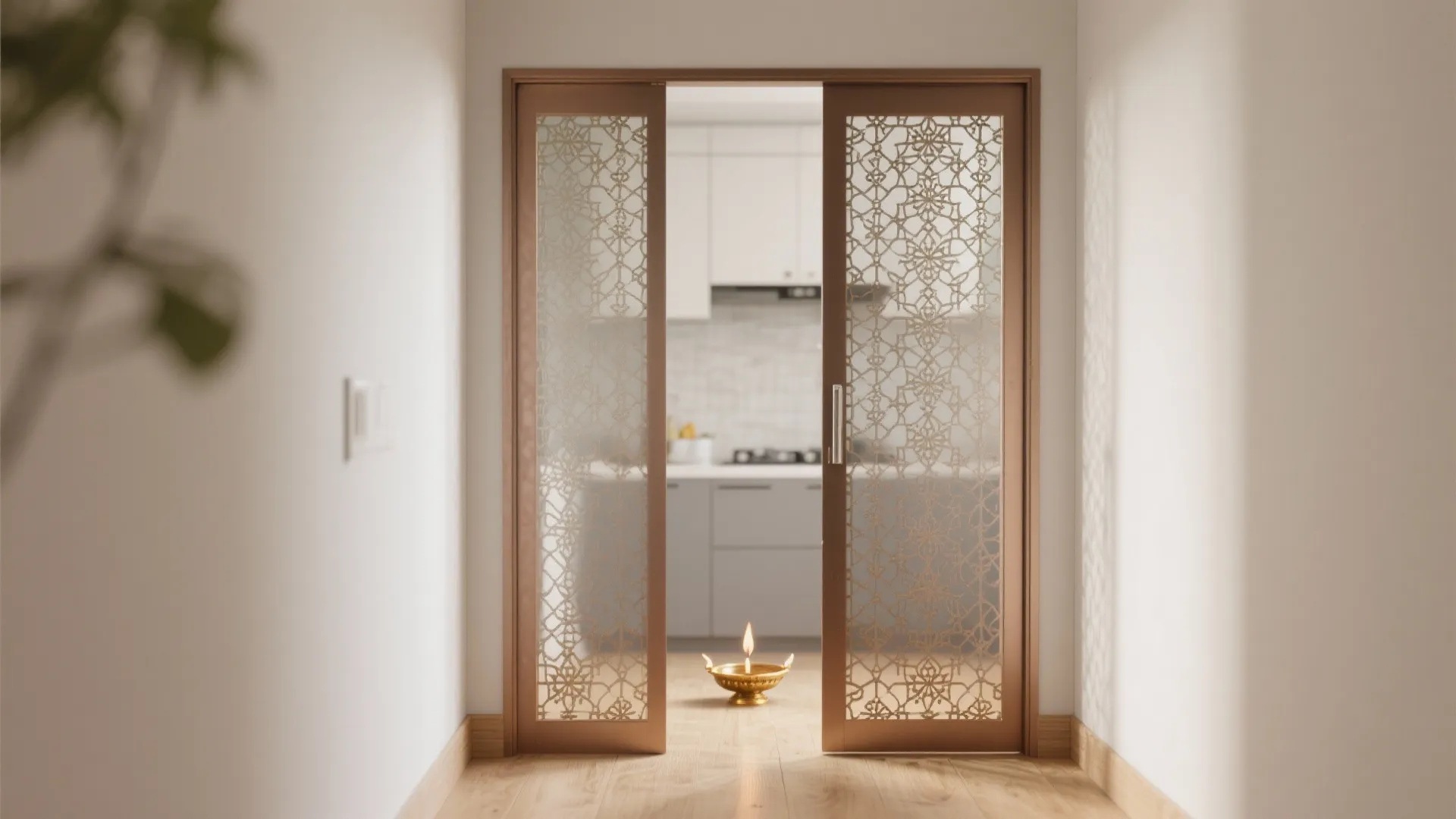 Frosted Glass with Jaali Overlay