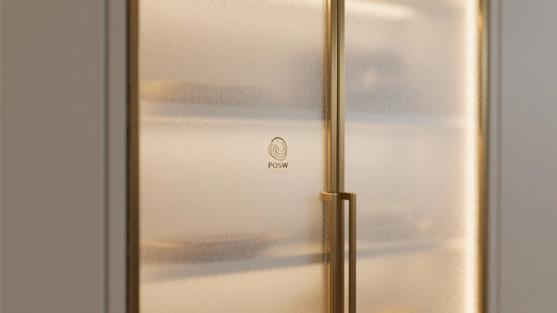 Glass-Front Pooja Cupboard with Frosted Panels and Brass Accents