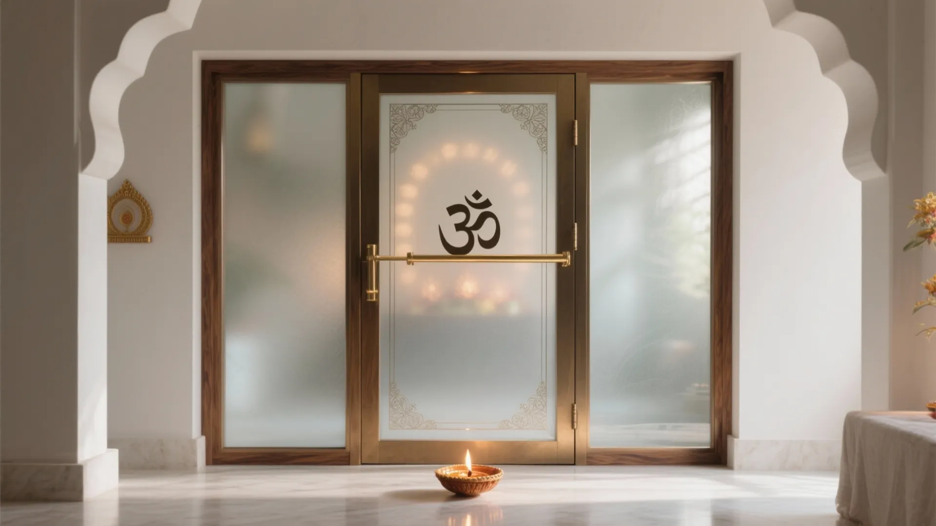 Frosted or Etched Glass with Sacred Motifs