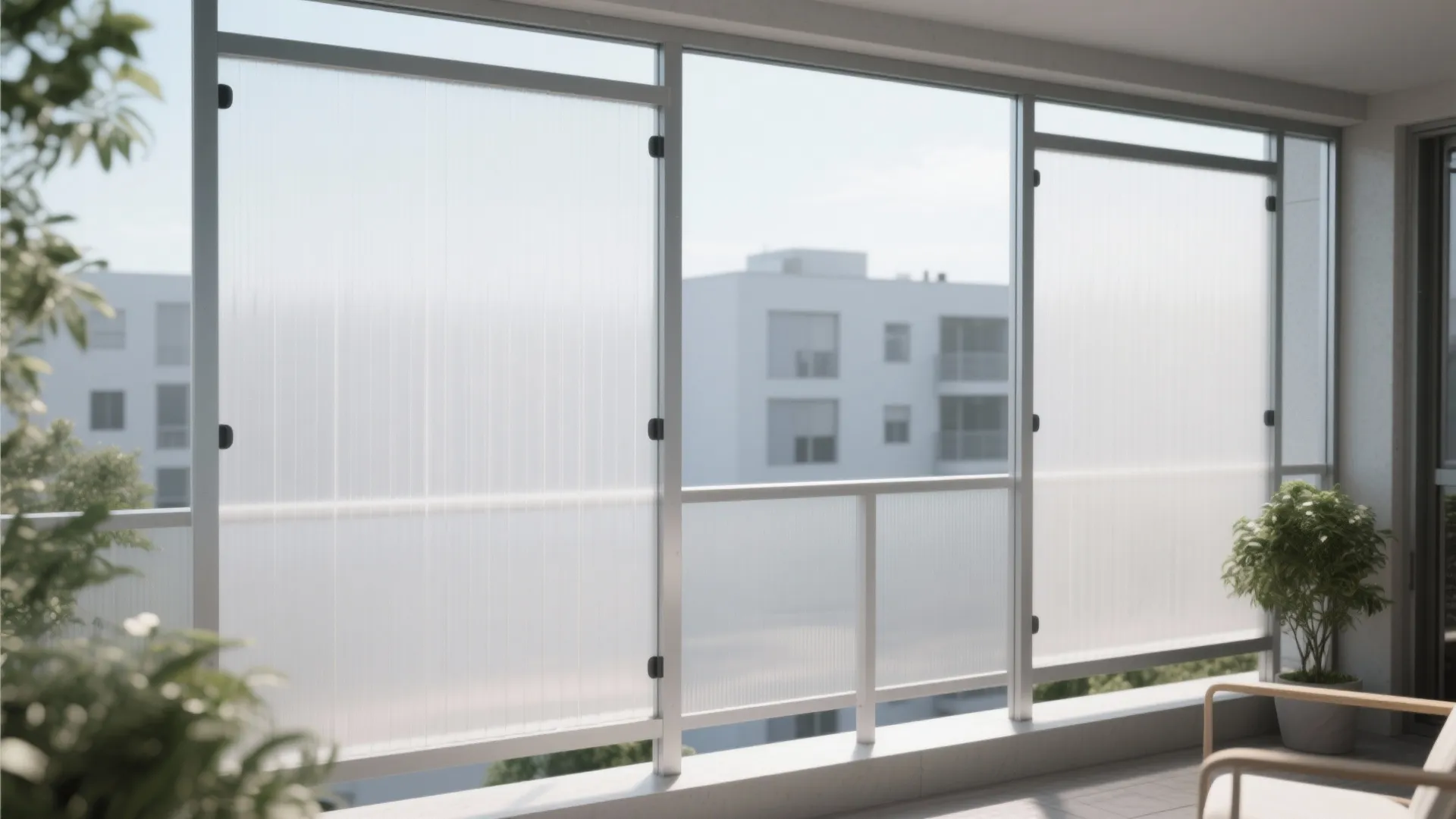 Frosted polycarbonate or textured glass panels