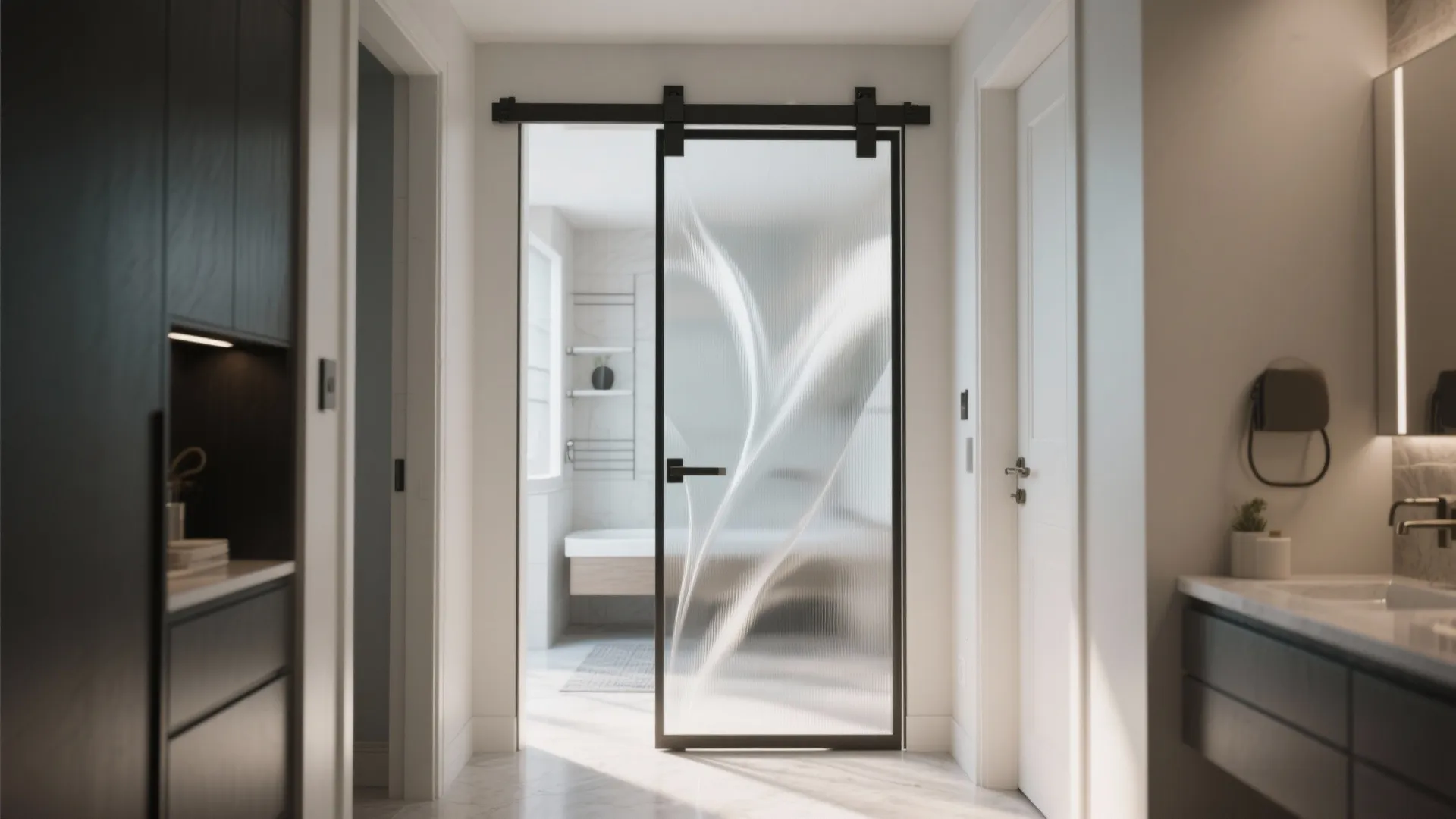 5. Frosted glass pivot door for statement entry