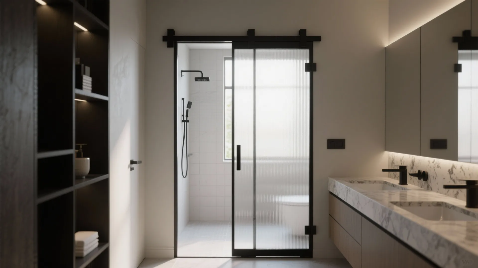 3. Frosted Glass Pivot Door