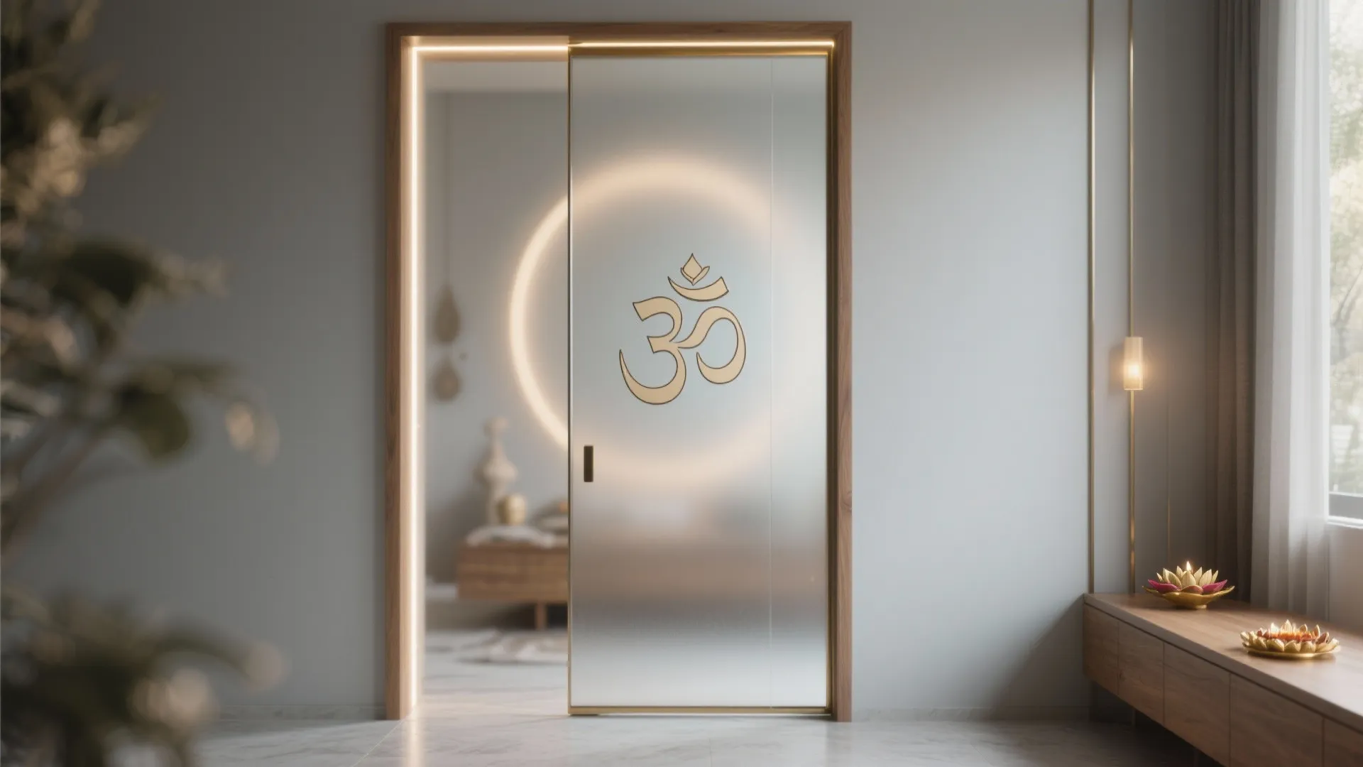 Frosted Glass with Subtle Sacred Symbols