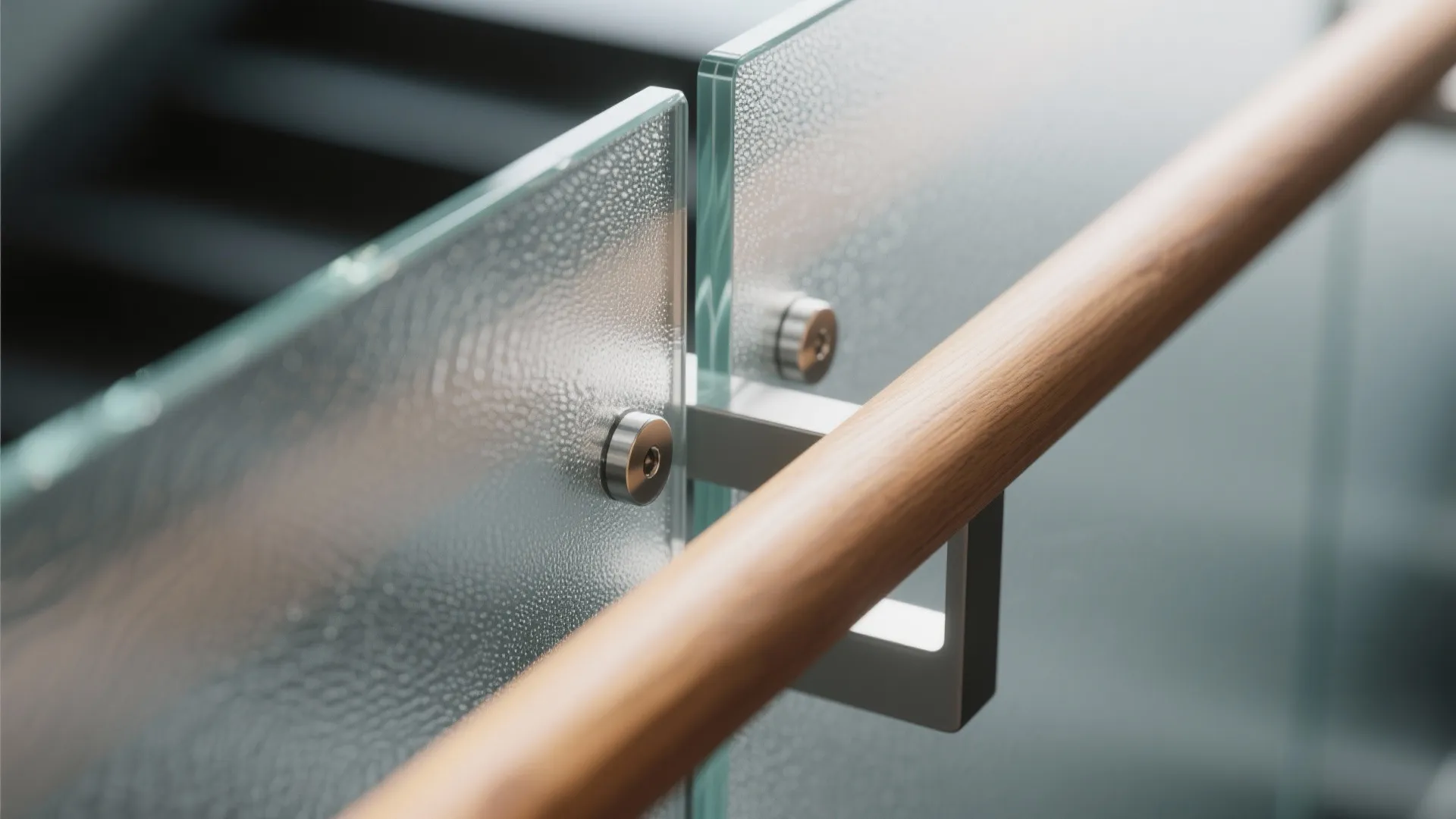 Frosted glass with integrated handrail