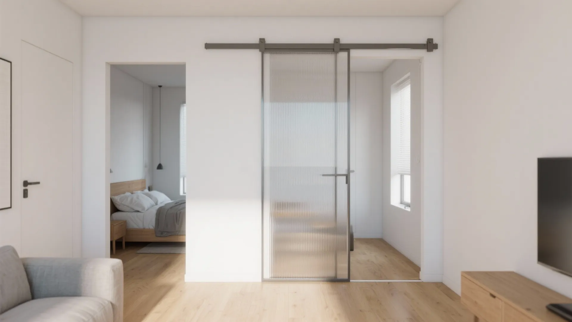 Idea 1: Slim sliding gate with frosted glass