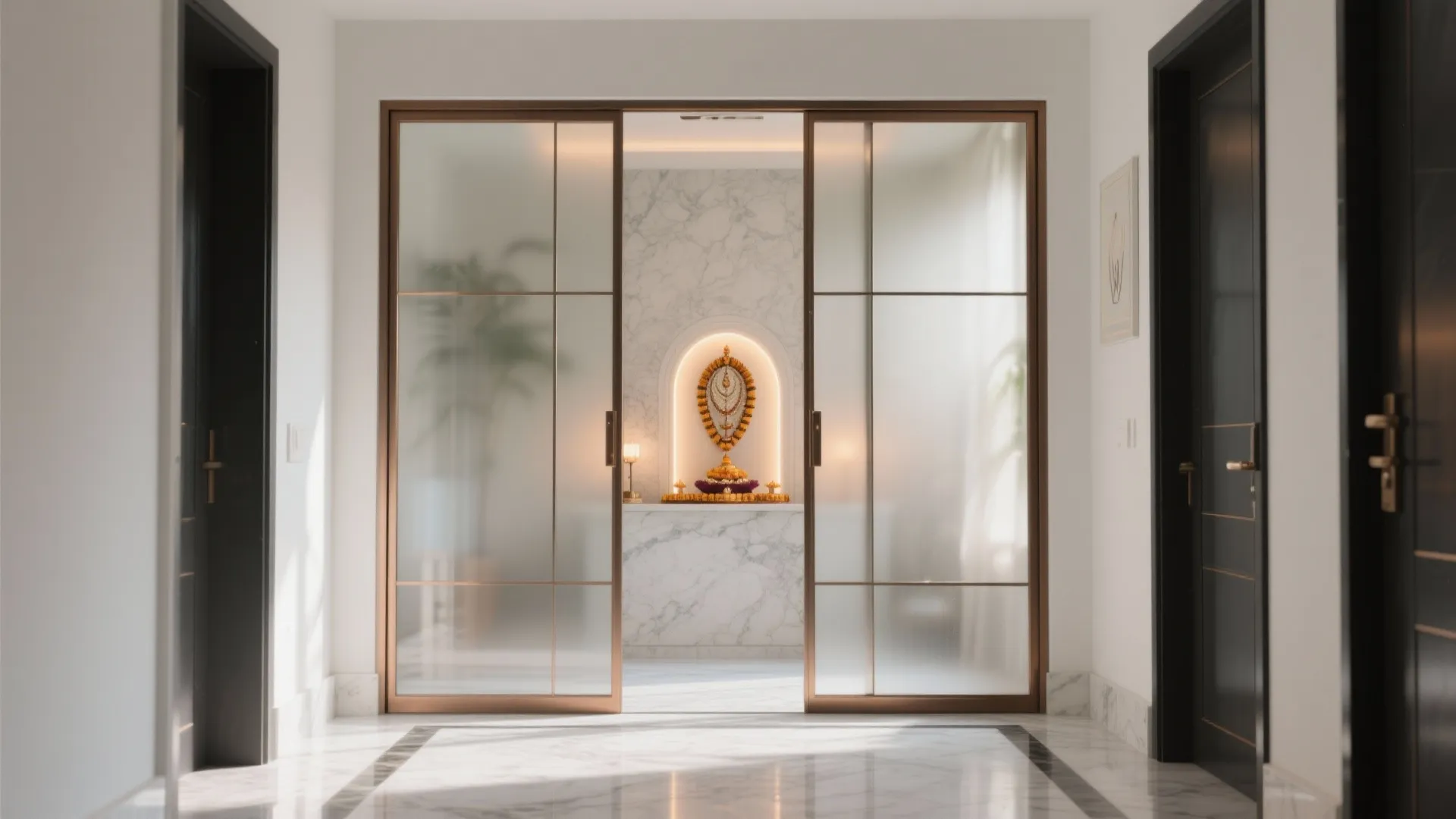 Frosted Glass Sliding Doors with Metal Frames