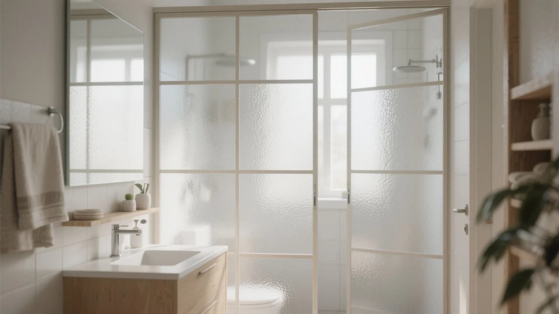 4. Frosted glass sliders for privacy with light flow