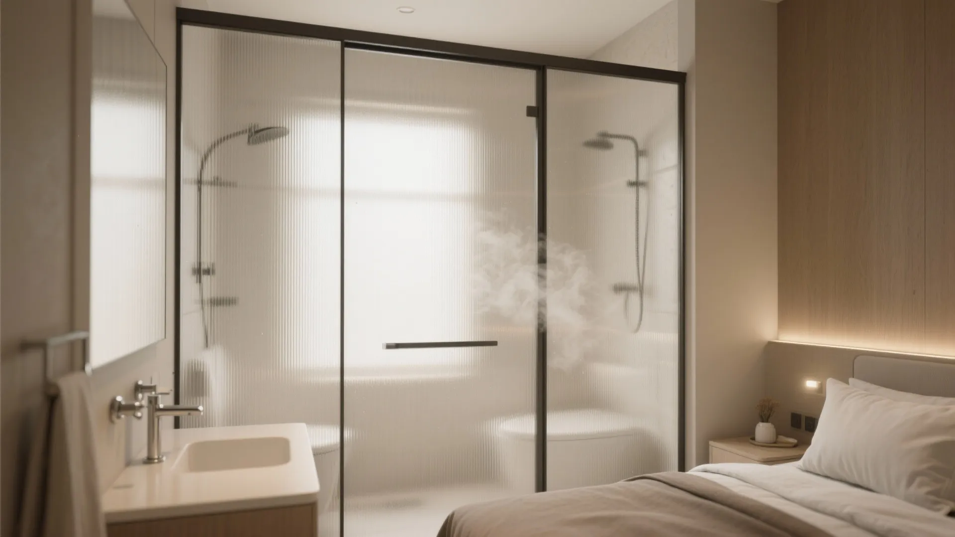 2. Frosted Glass Sliding Doors for Light and Privacy