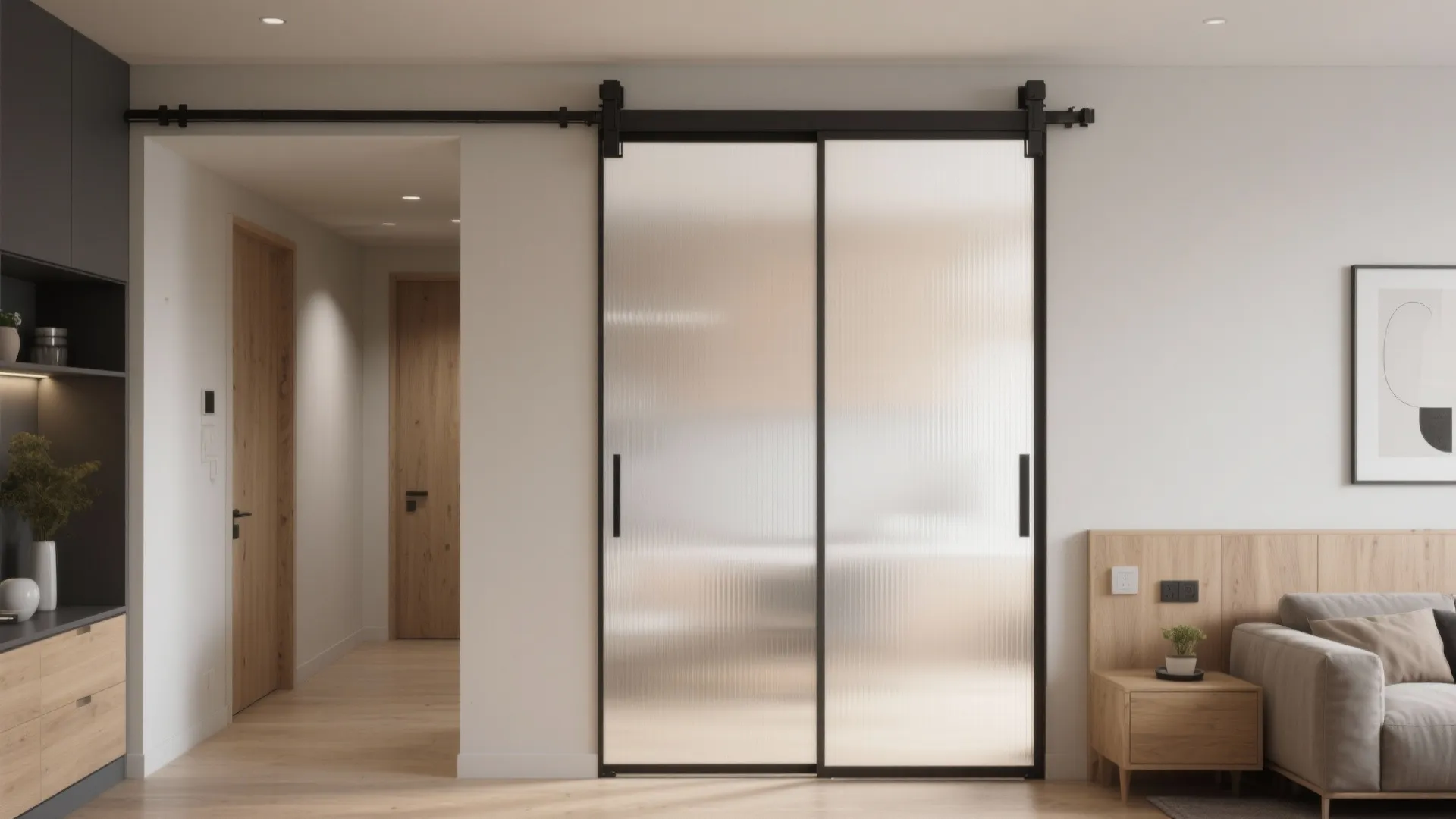 Sliding Door with Frosted Panels