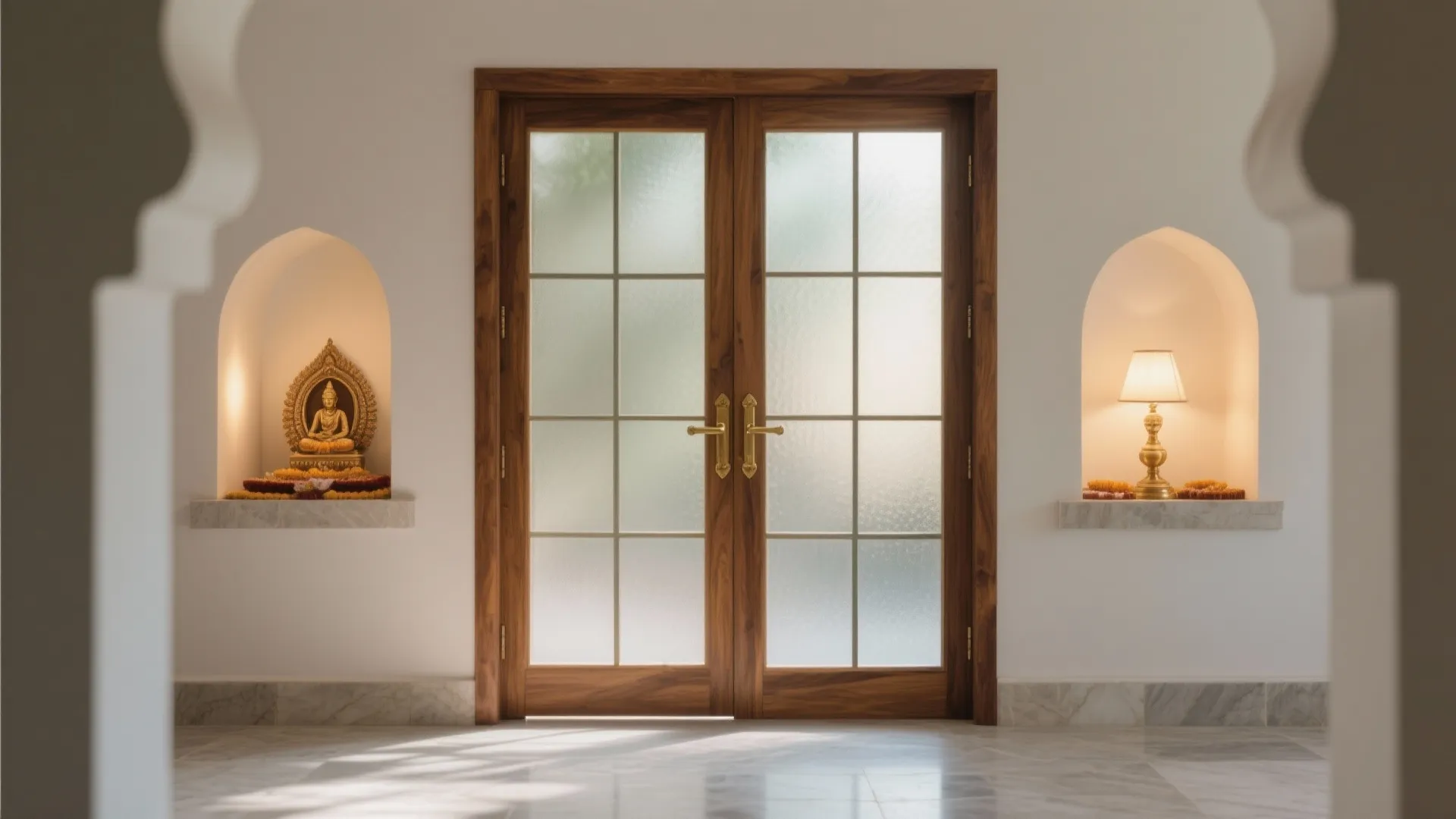 Frosted Glass with Wooden Stiles