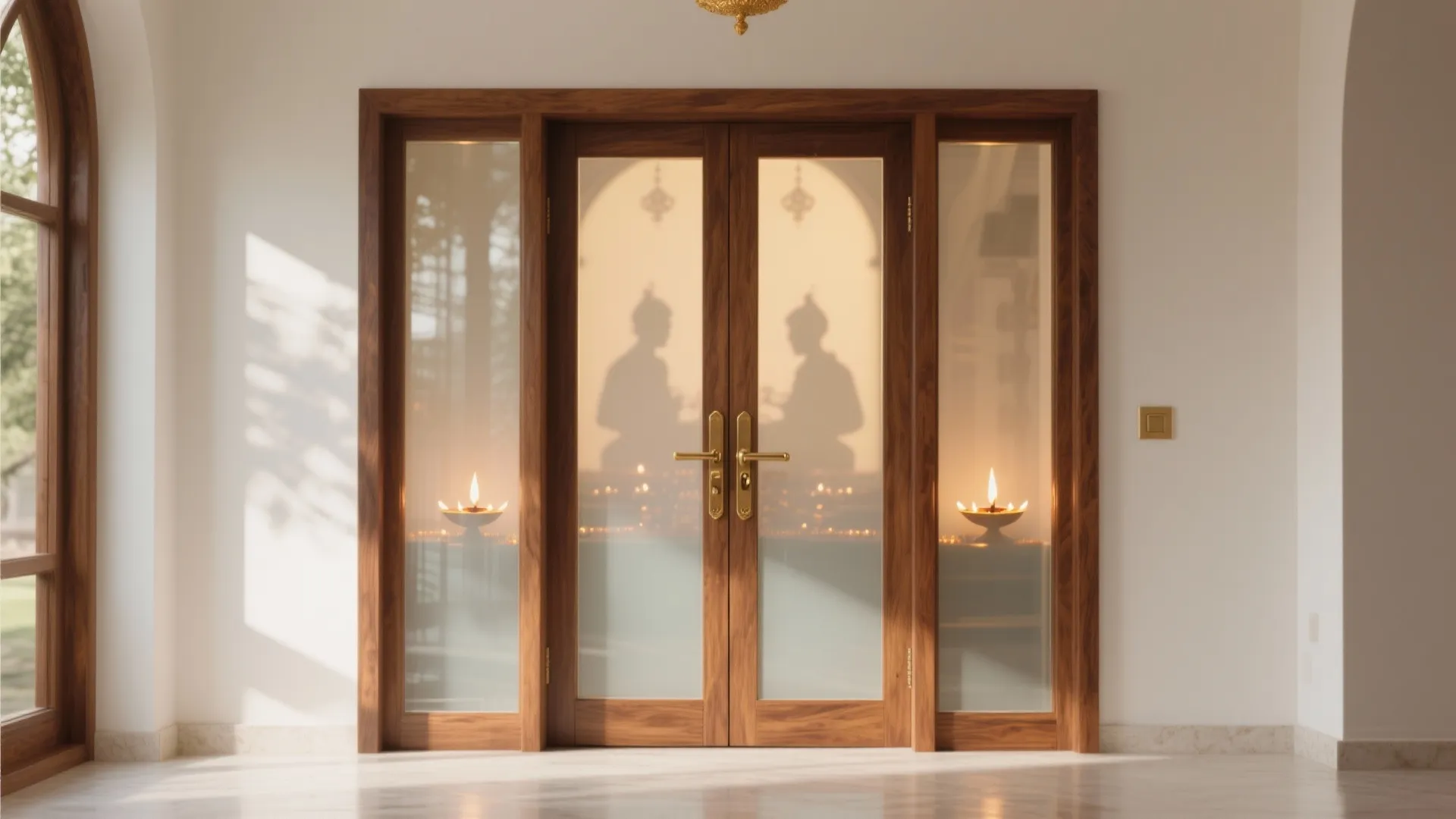 Teak and Frosted Glass Harmony